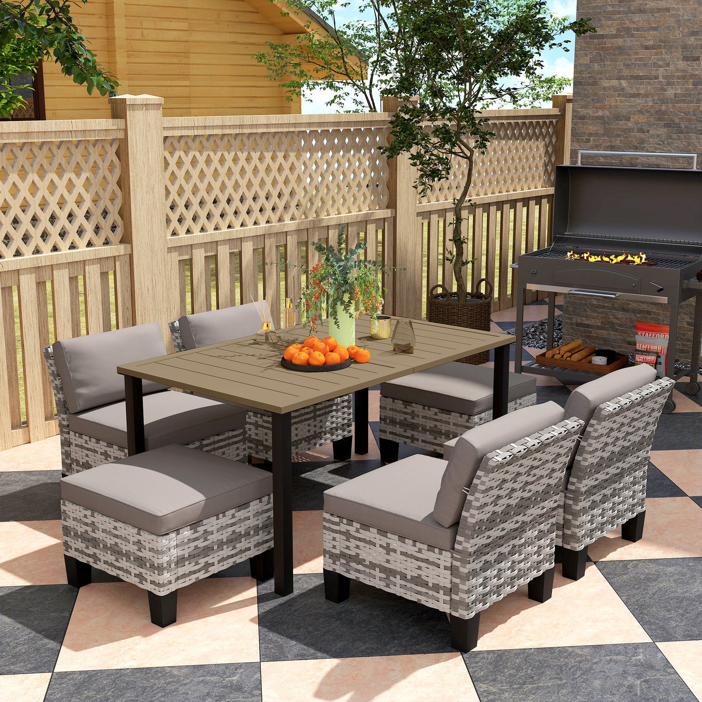 Seven-Piece Rattan Dining Set (3)