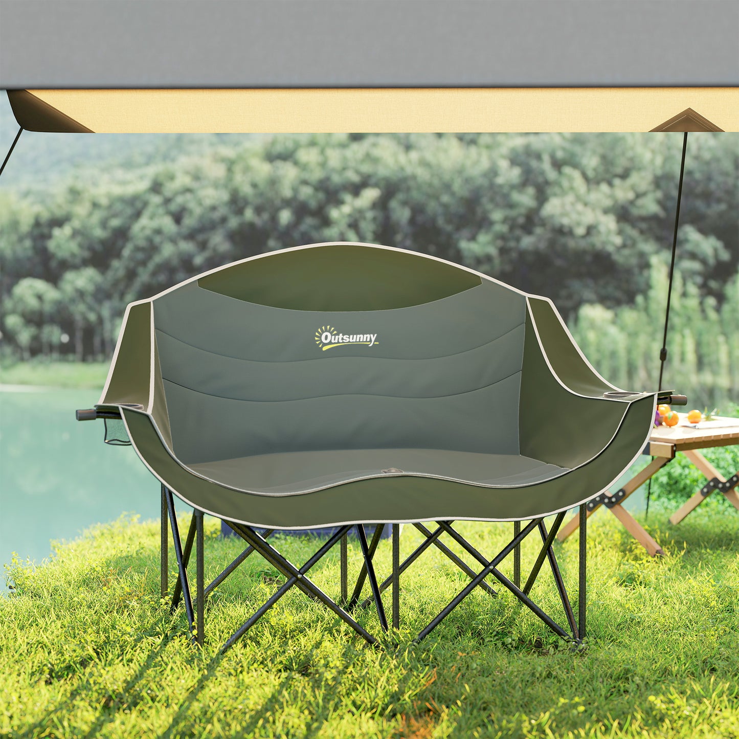 Double Camping Chair for Adults with Armrests