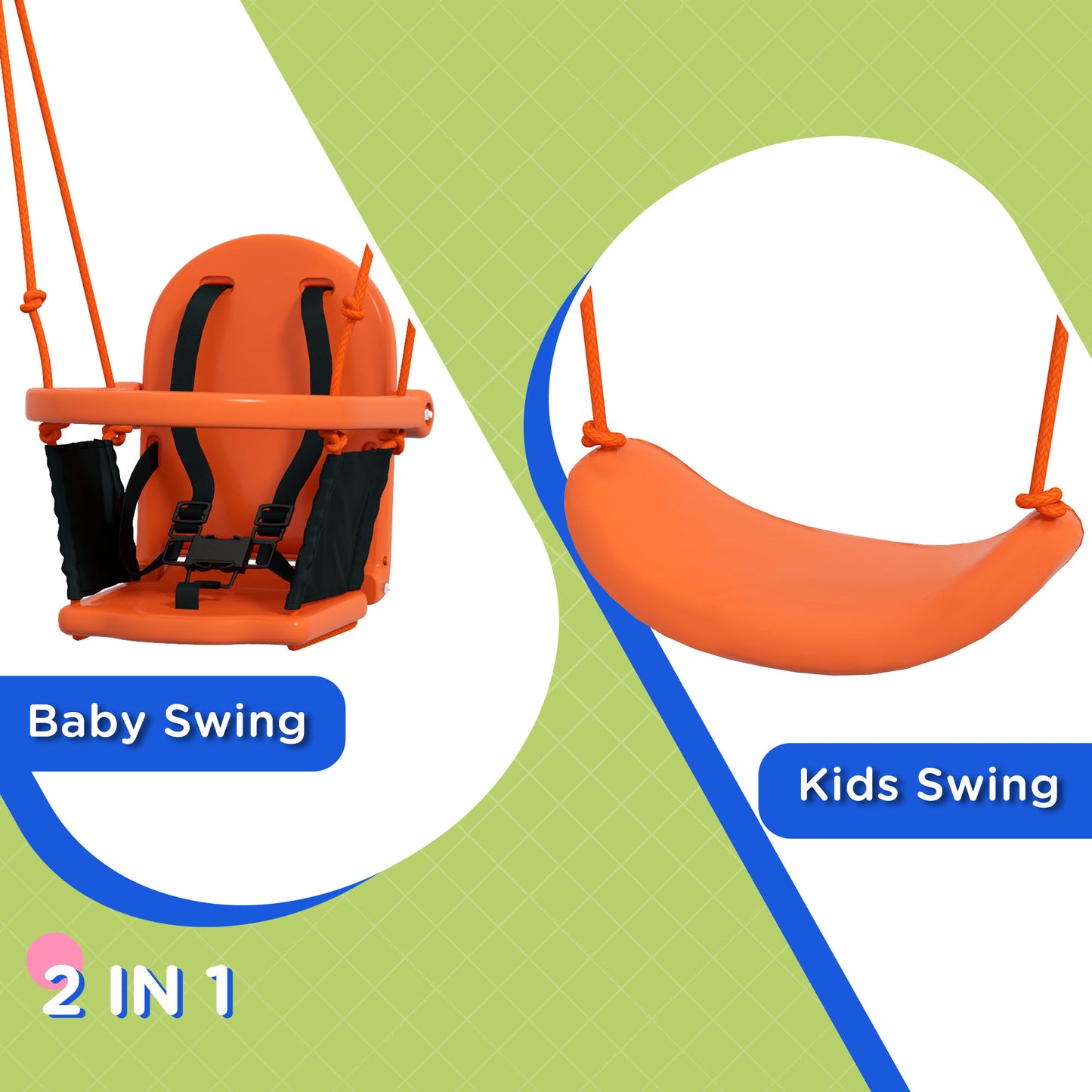 Two-In-One Toddler Garden Swing, with Comfortable Seat