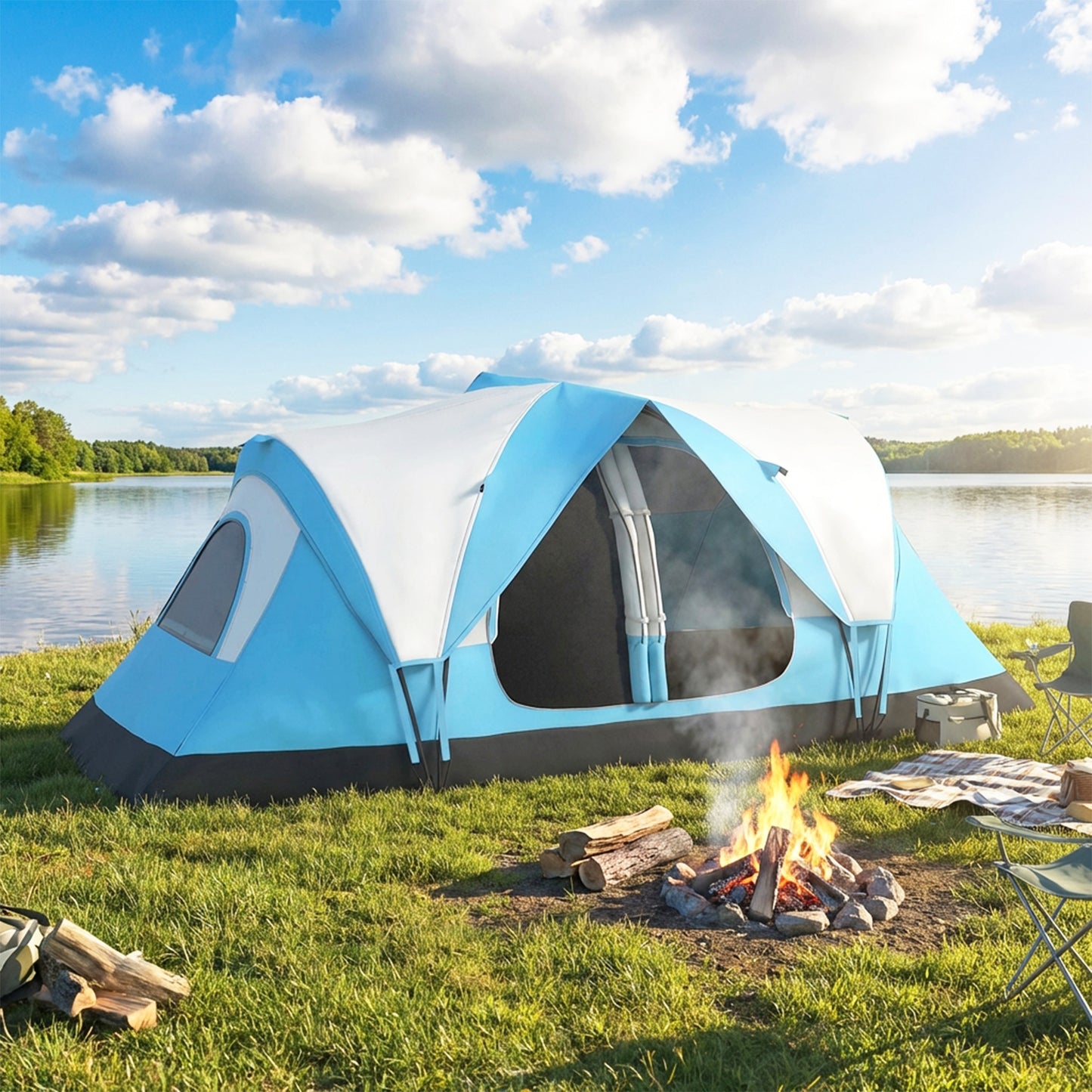 Camping Tent for 6-8 Man with 2000mm Waterproof Rainfly