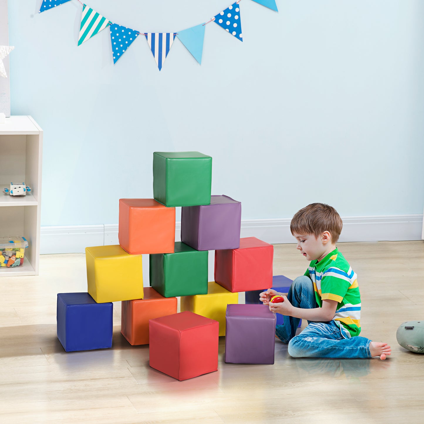 12 Piece Soft Play Foam Blocks Toy Building Stacking Compliant