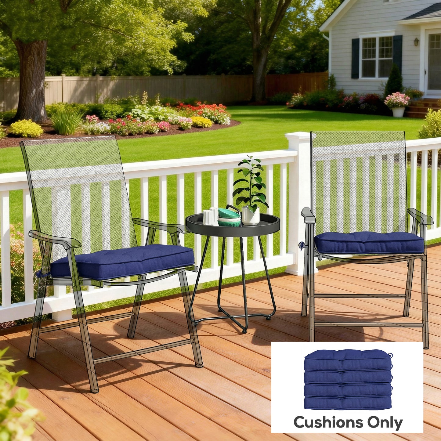 Garden Seat Cushion with Ties