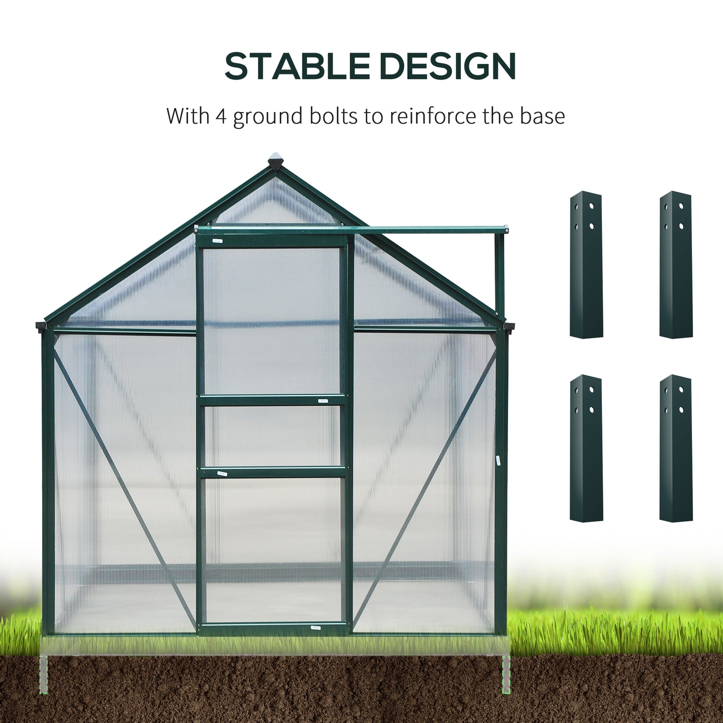6 x 8ft Polycarbonate Greenhouse