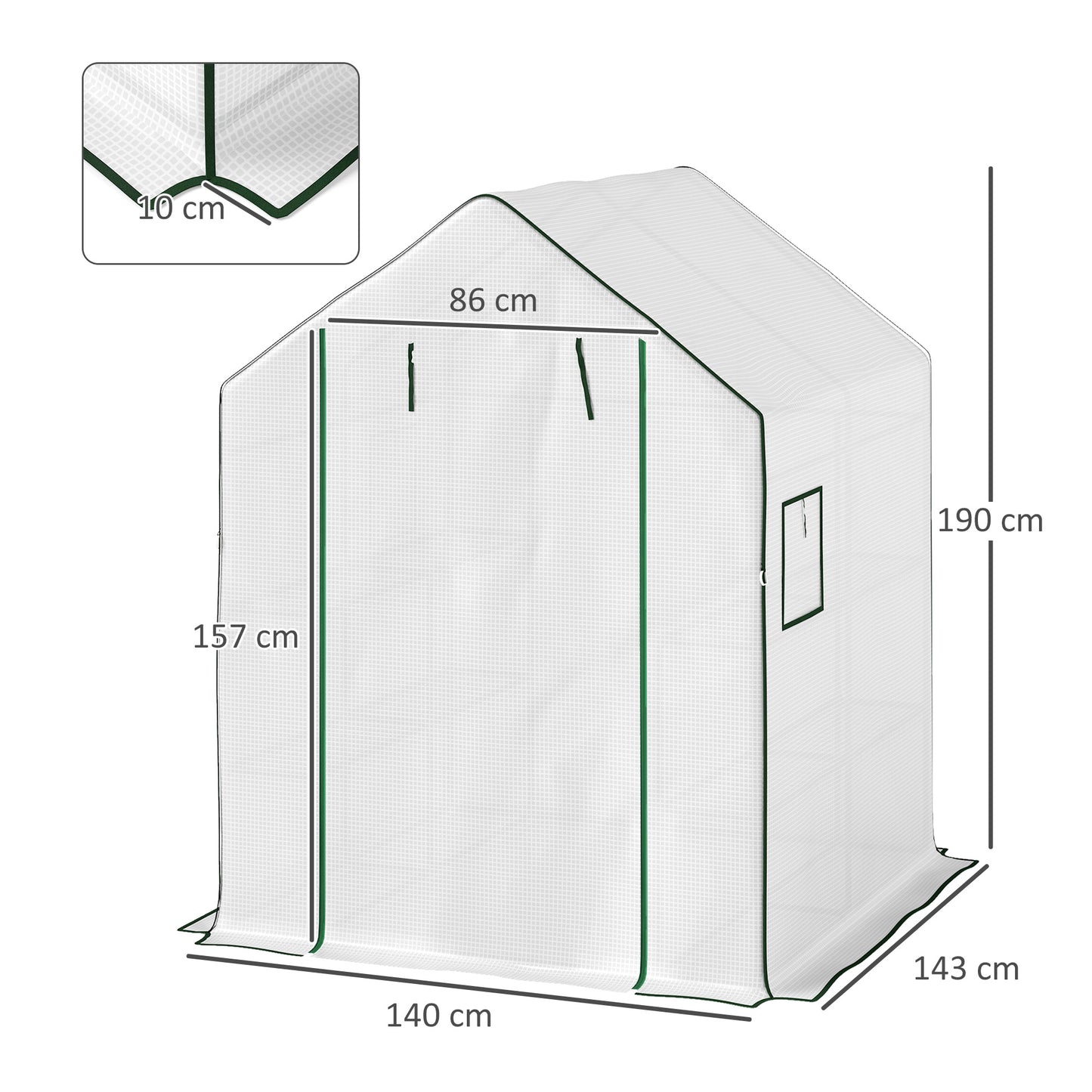 143 x 140cm Walk-In Greenhouse, with Accessories