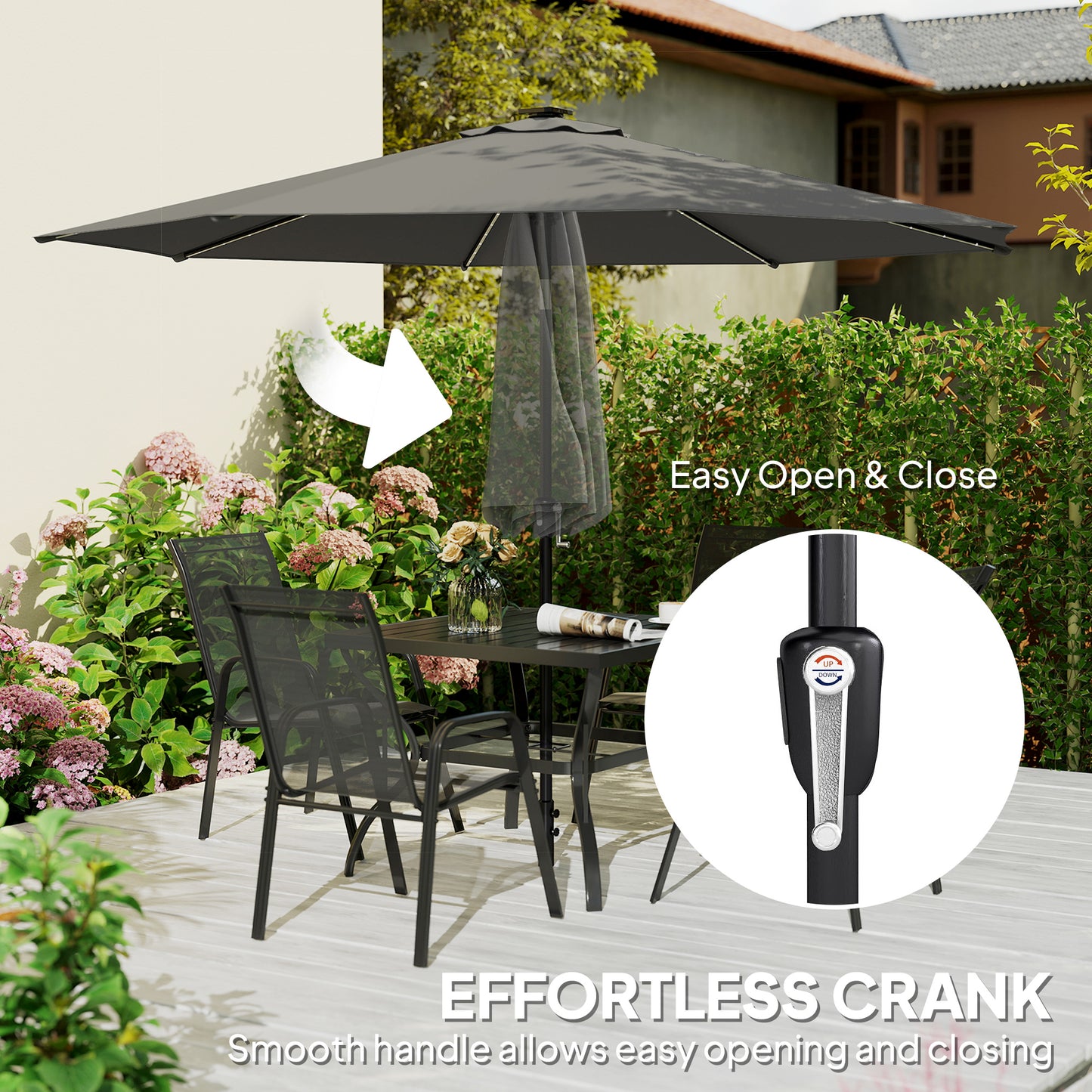 3 m Garden Parasol Umbrella with 112 Solar Powered LED Lights