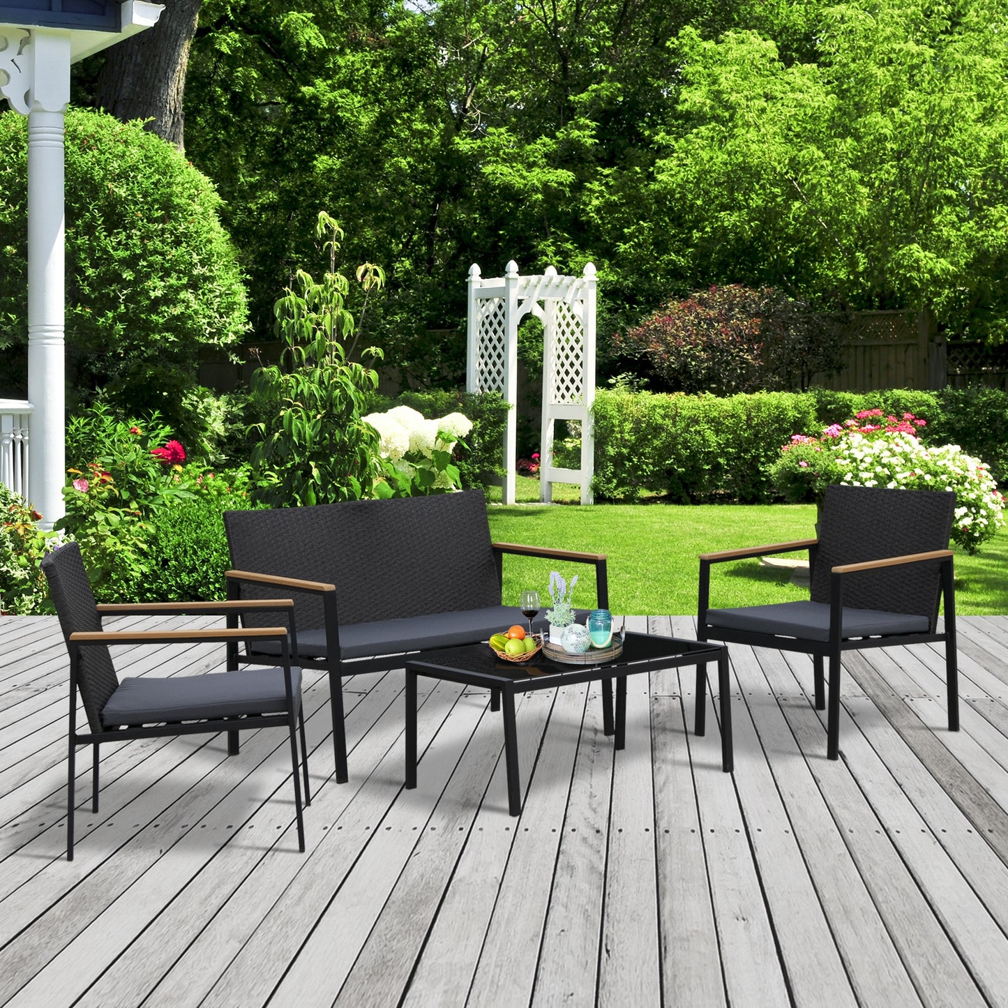 4 Pieces Rattan Garden Furniture Set (3)