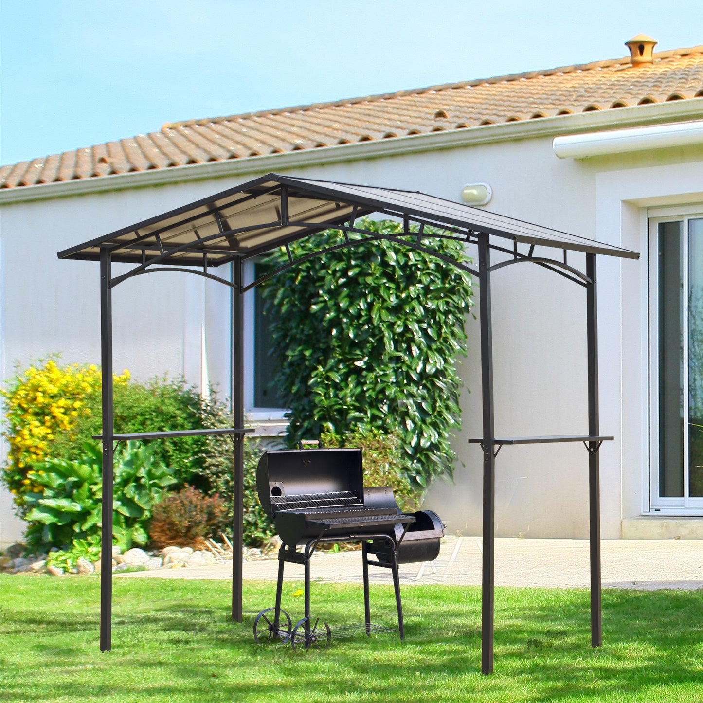 8ft x 5ft Outdoor BBQ Protective Gazebo Tent Aluminium Steel Frame