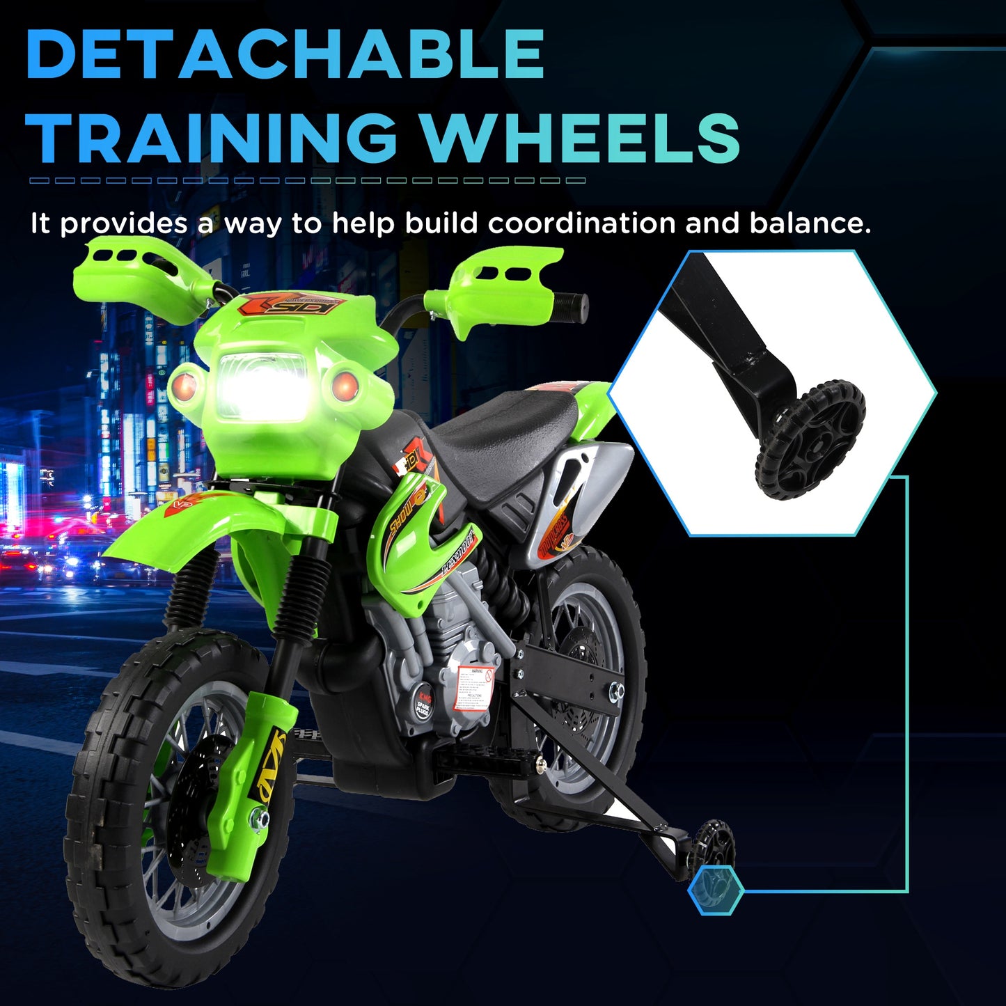 Kids Electric Motorbike, 6V Battery Powered Ride on Motorcycle