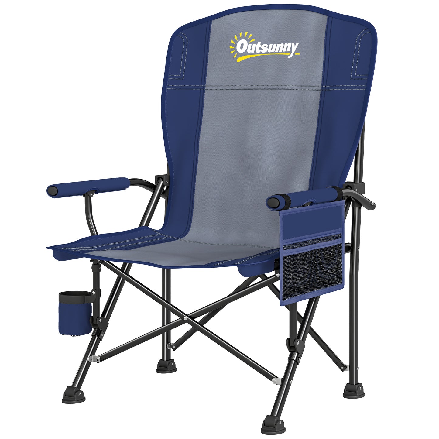Padded Camping Chair Adults Heavy Duty Folding Chair Side Pocket