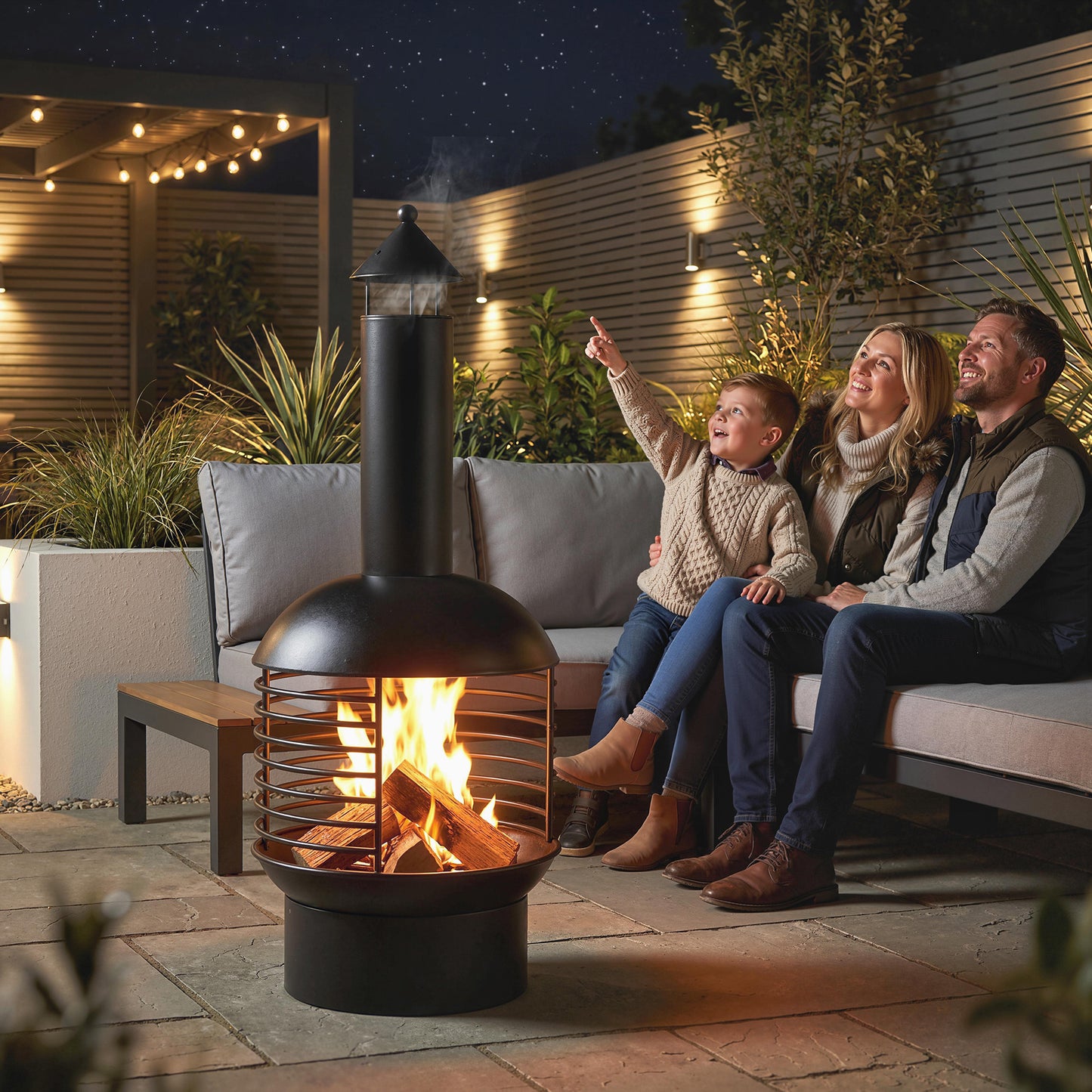 Chimney Fire Pit, Portable Wood Burning Firepit with Poker
