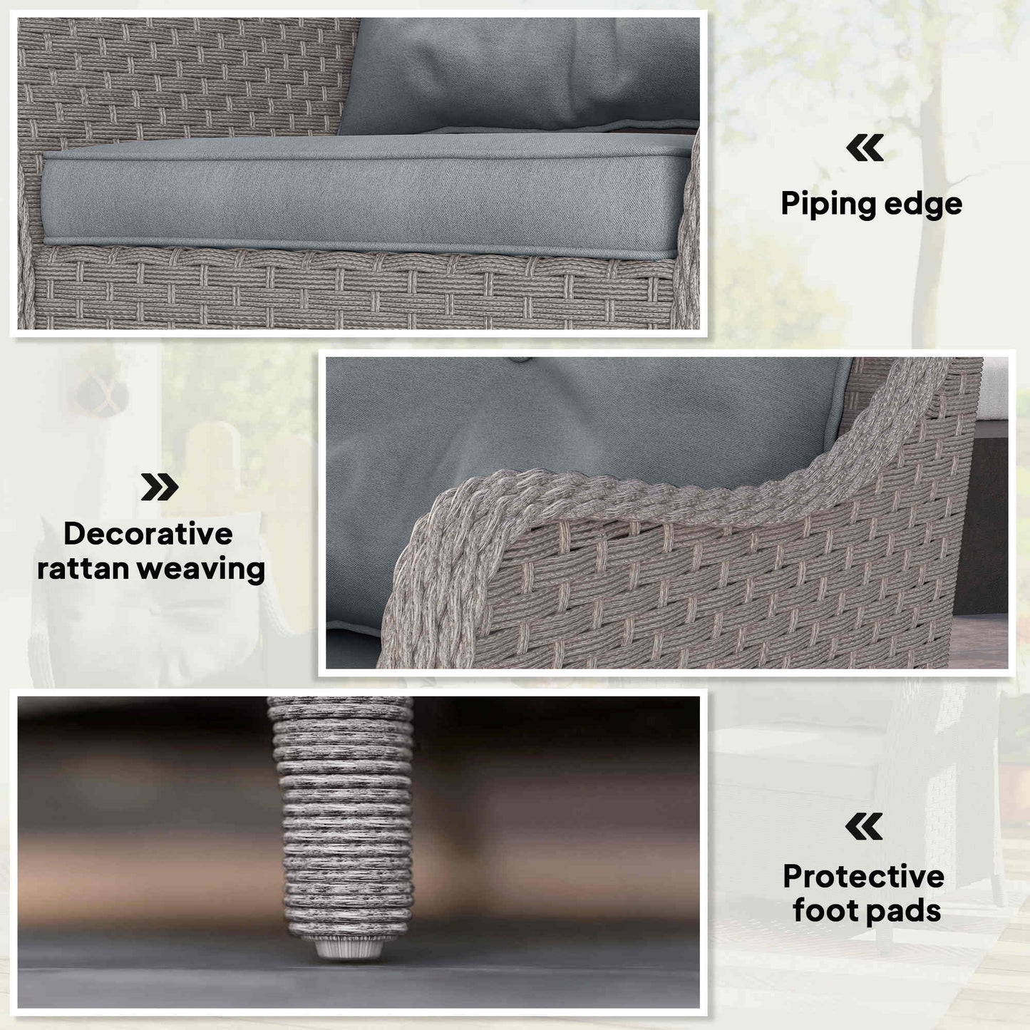 Rattan Garden Chairs Set of 2, Outdoor Rattan Chairs with Cushions