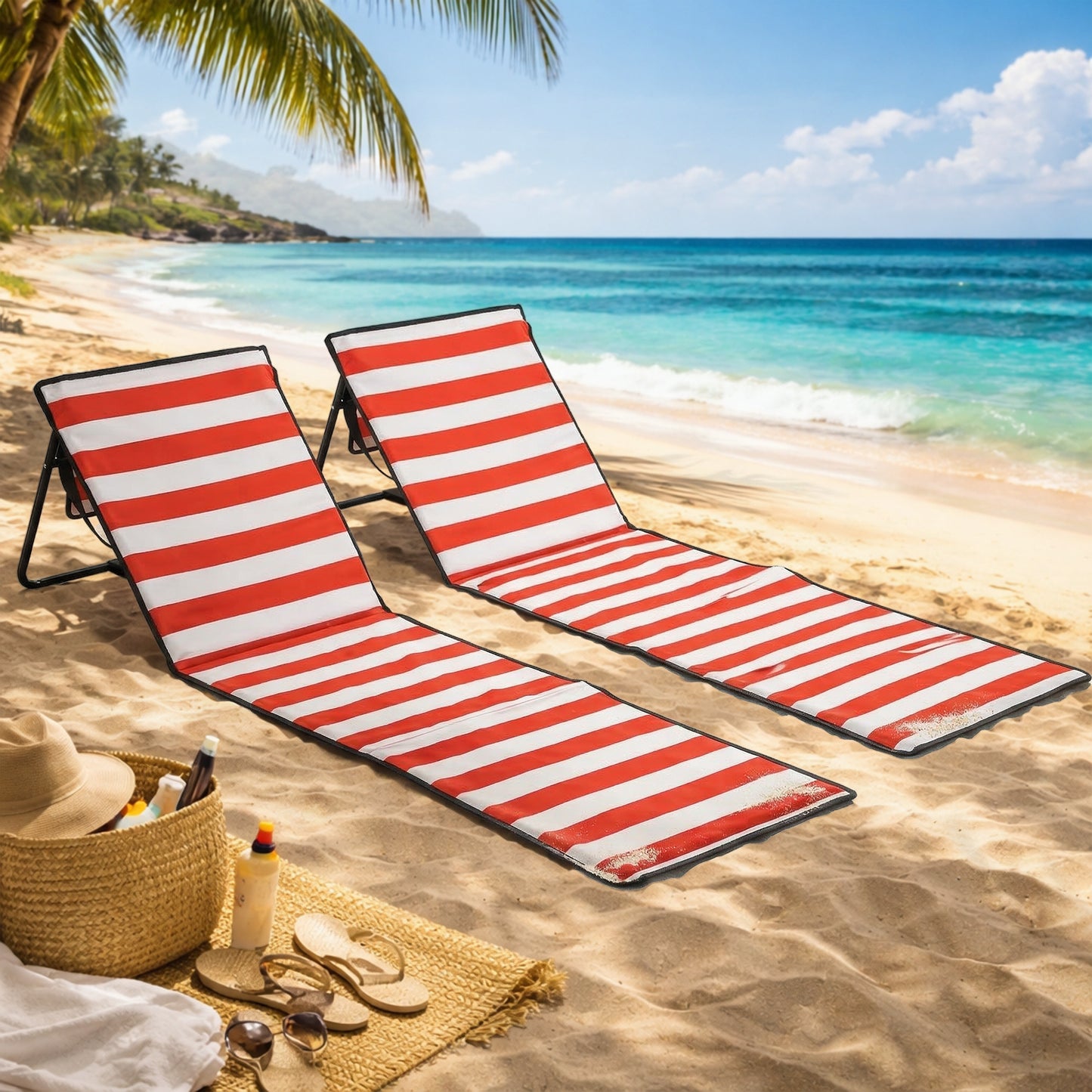 Set of 2 Foldable Garden Beach Chair Mat (1)
