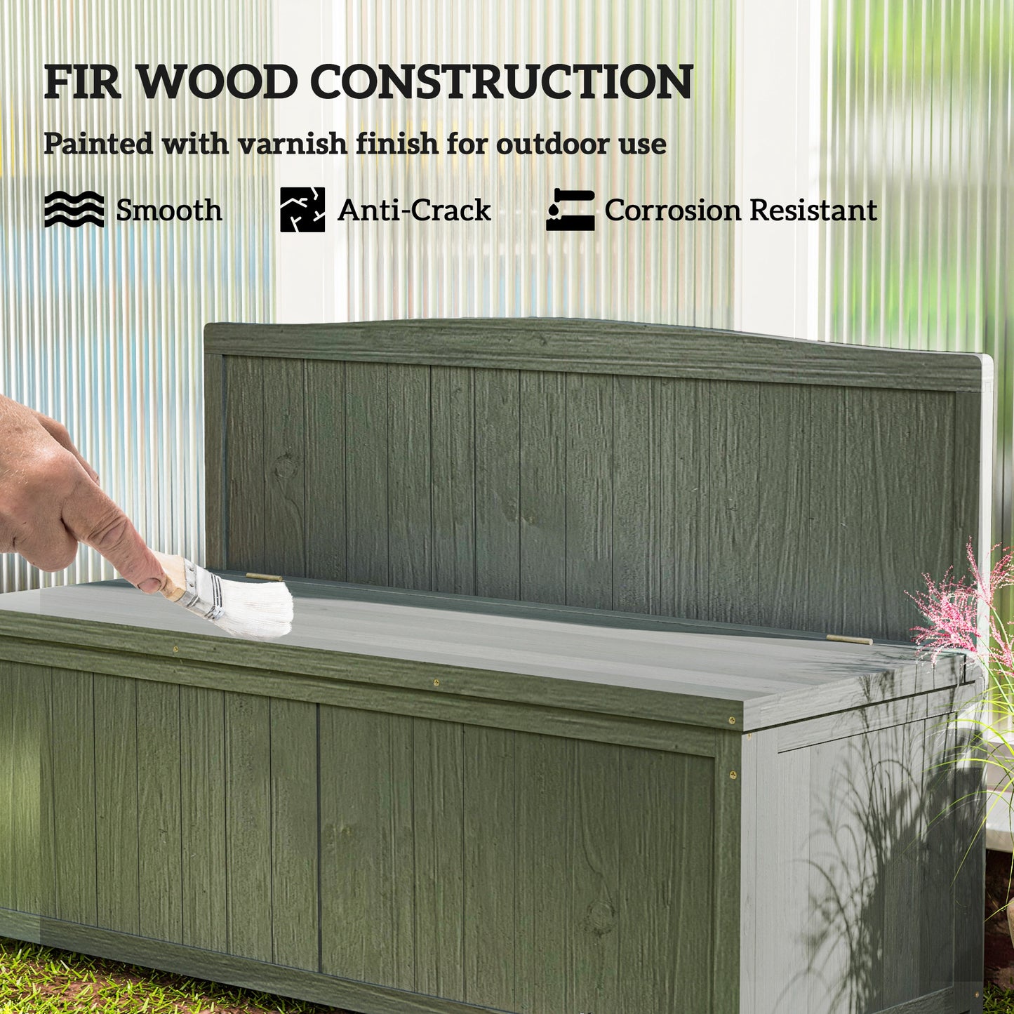 Wood Storage Bench for Patio Furniture, Outdoor Garden Seating Tools