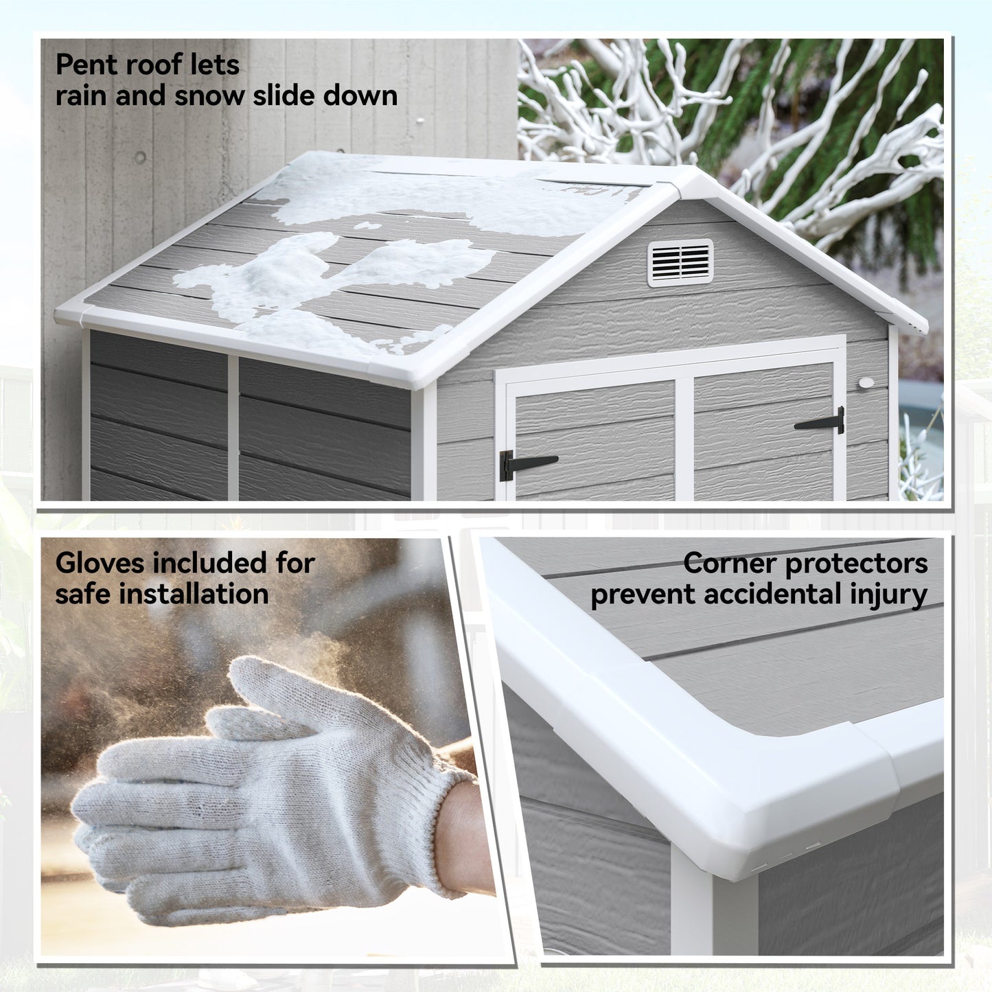 6 x 5ft Garden Shed, Plastic Shed with Floor, Window