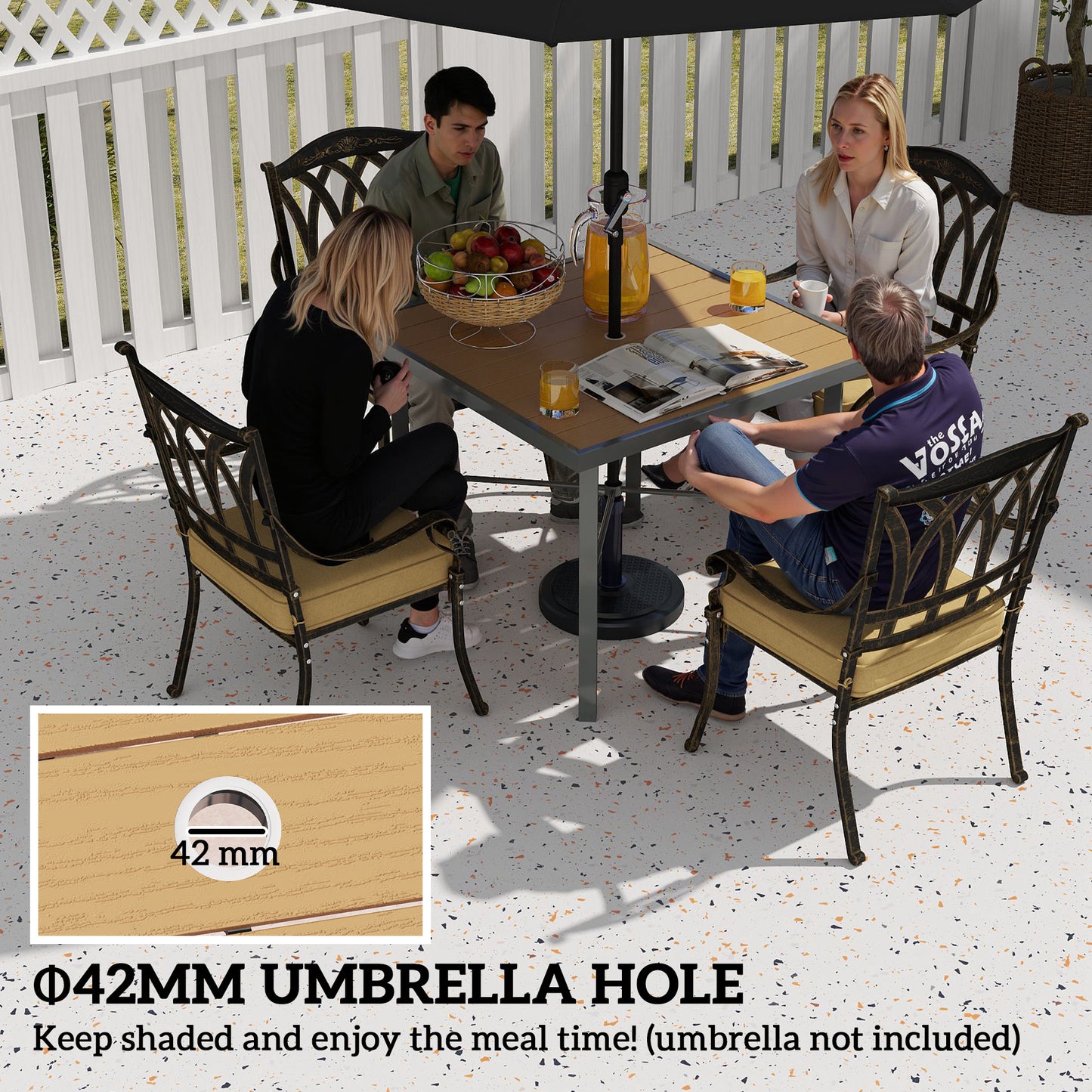 Garden Table for 4, 90 cm Rectangular Outdoor Dining Table