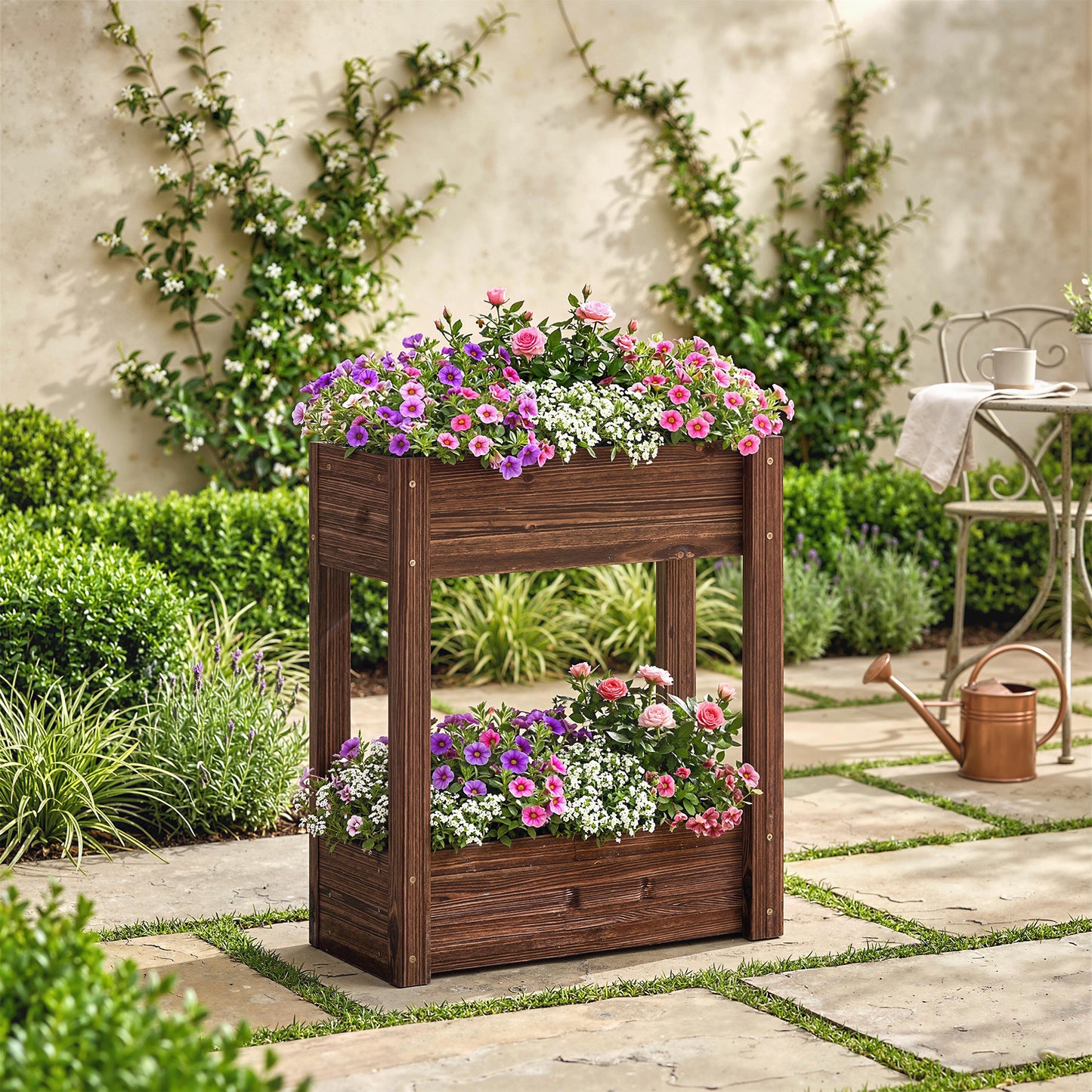 2-Tier Wooden Raised Planter