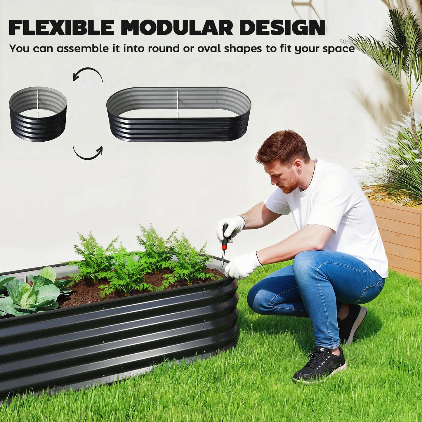 Set of Two 150 x 60cm Steel Planters