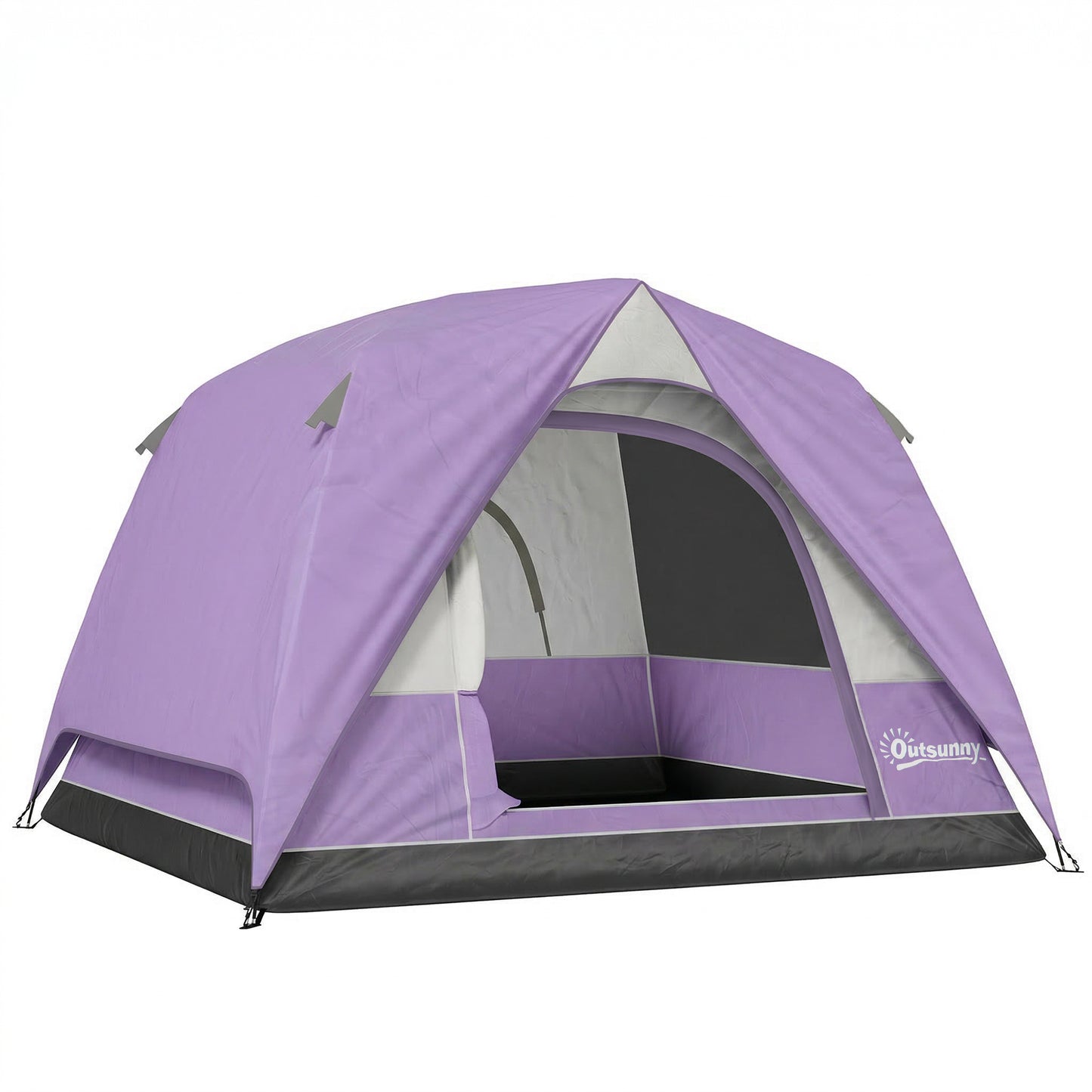 3-4 Person Camping Tent, Easy Set Up 3-4 Man Tent w/ Sewn-in