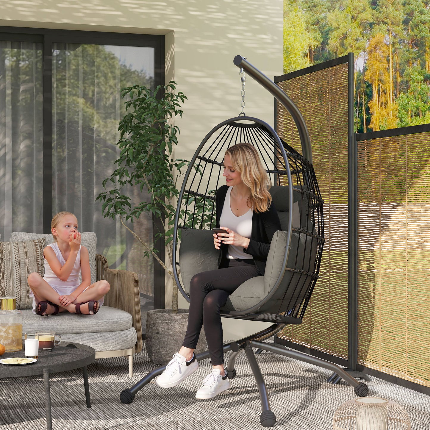 Hanging Egg Chair Outdoor Indoor Garden Swing Chair