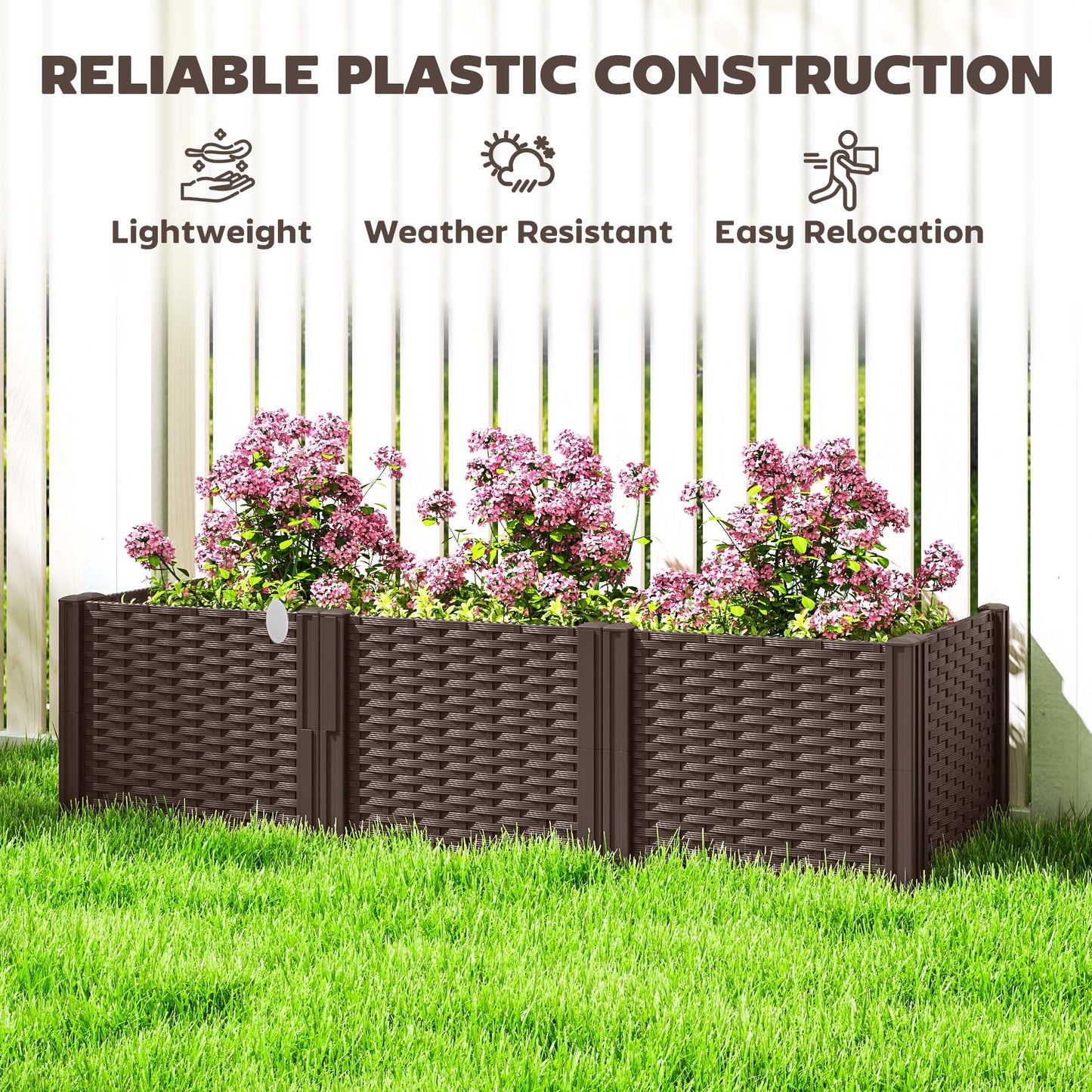 Plastic Raised Garden Bed, Modular Planter Box Kit