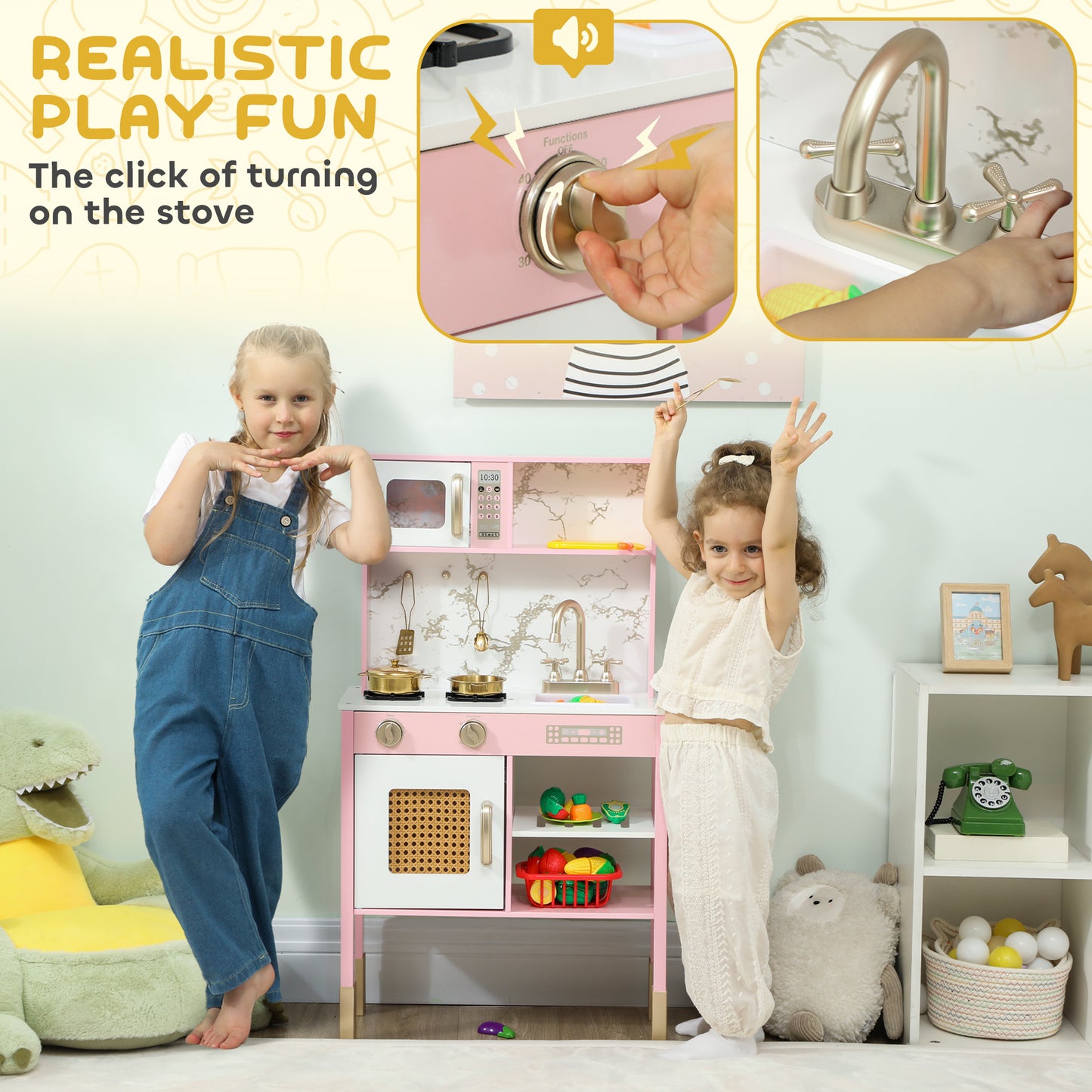 Kitchen Playset with Pretend Play Cooking Accessories