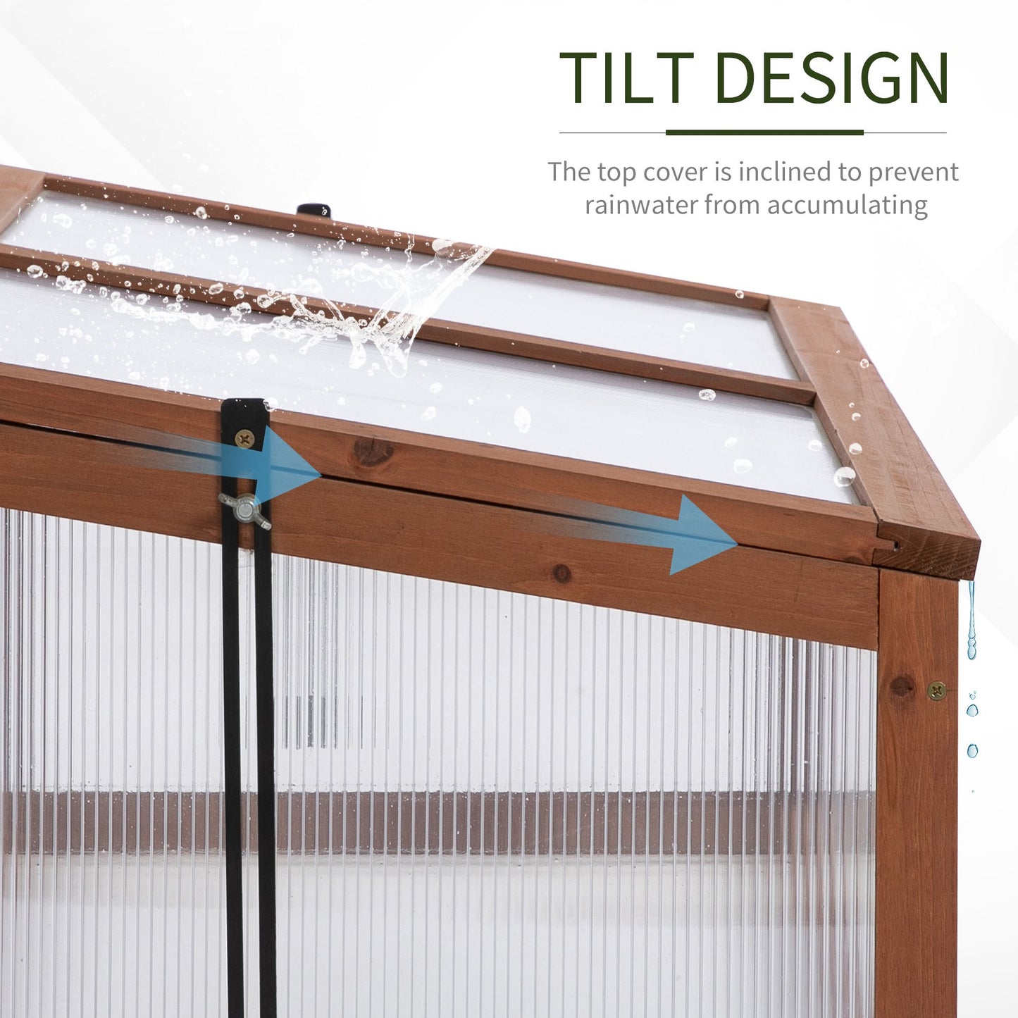 Wooden Cold Frame, Small Polycarbonate Greenhouse for Plants
