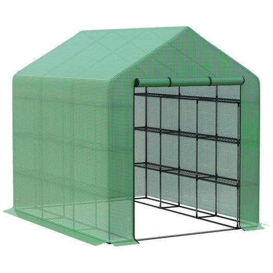 Walk-in Greenhouse with 4 Tier 24 Shelves