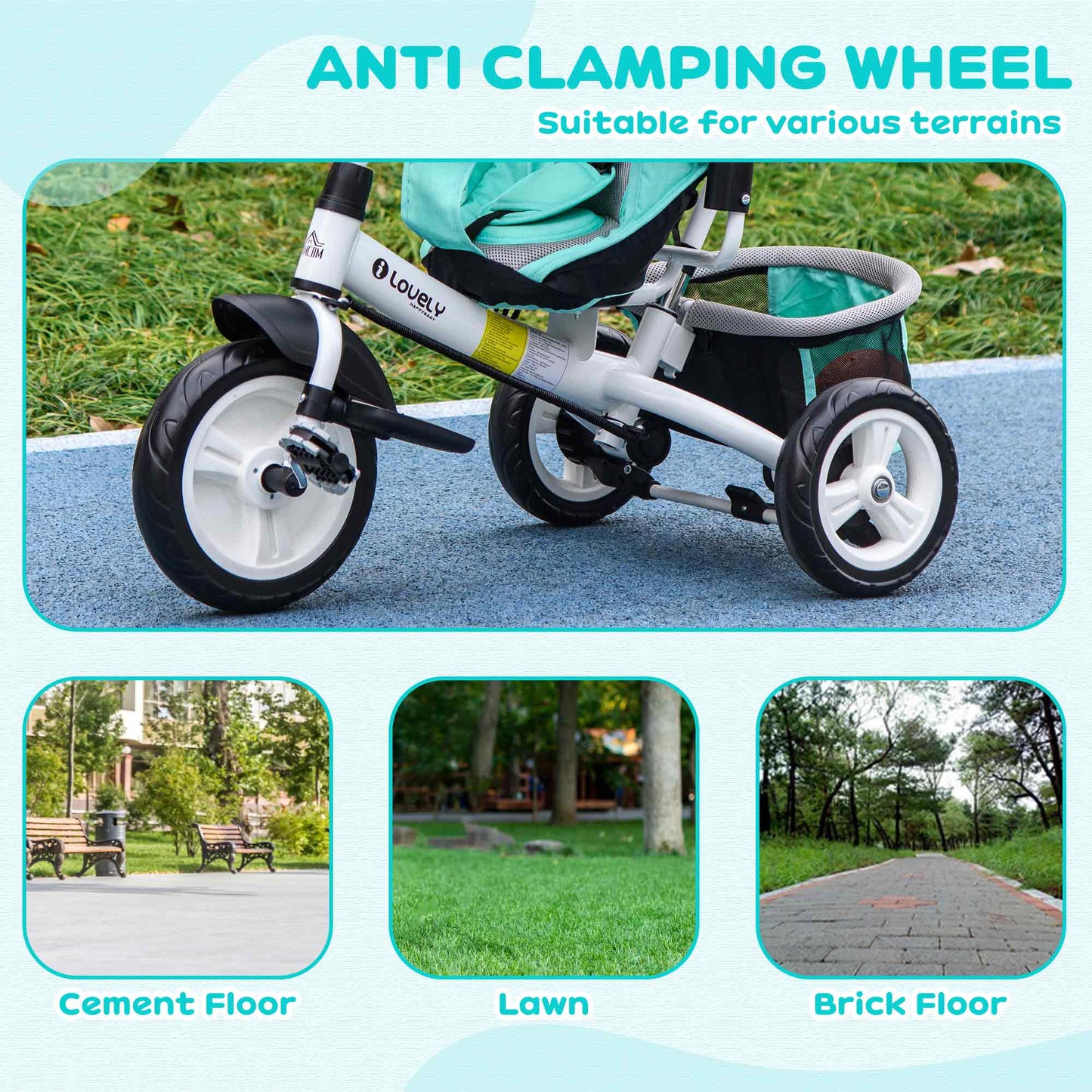 6 in 1 Kids Trike with Parent Handle, Canopy, 5-point Seat Belt (1)