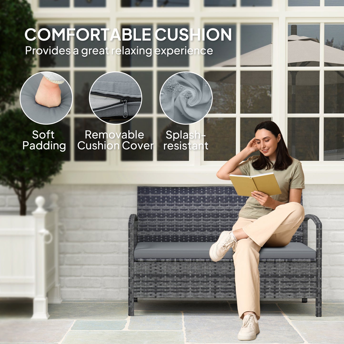 125L Storage Garden Bench, with Cushion