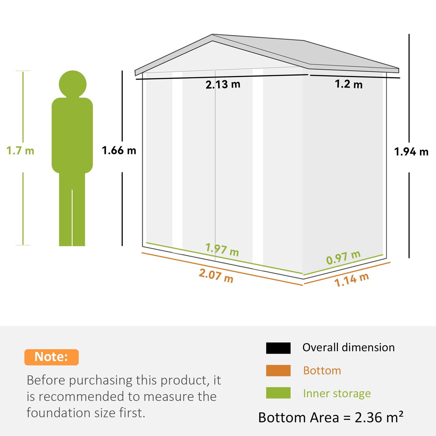 7 x 4ft Garden Shed, Easy to Assemble