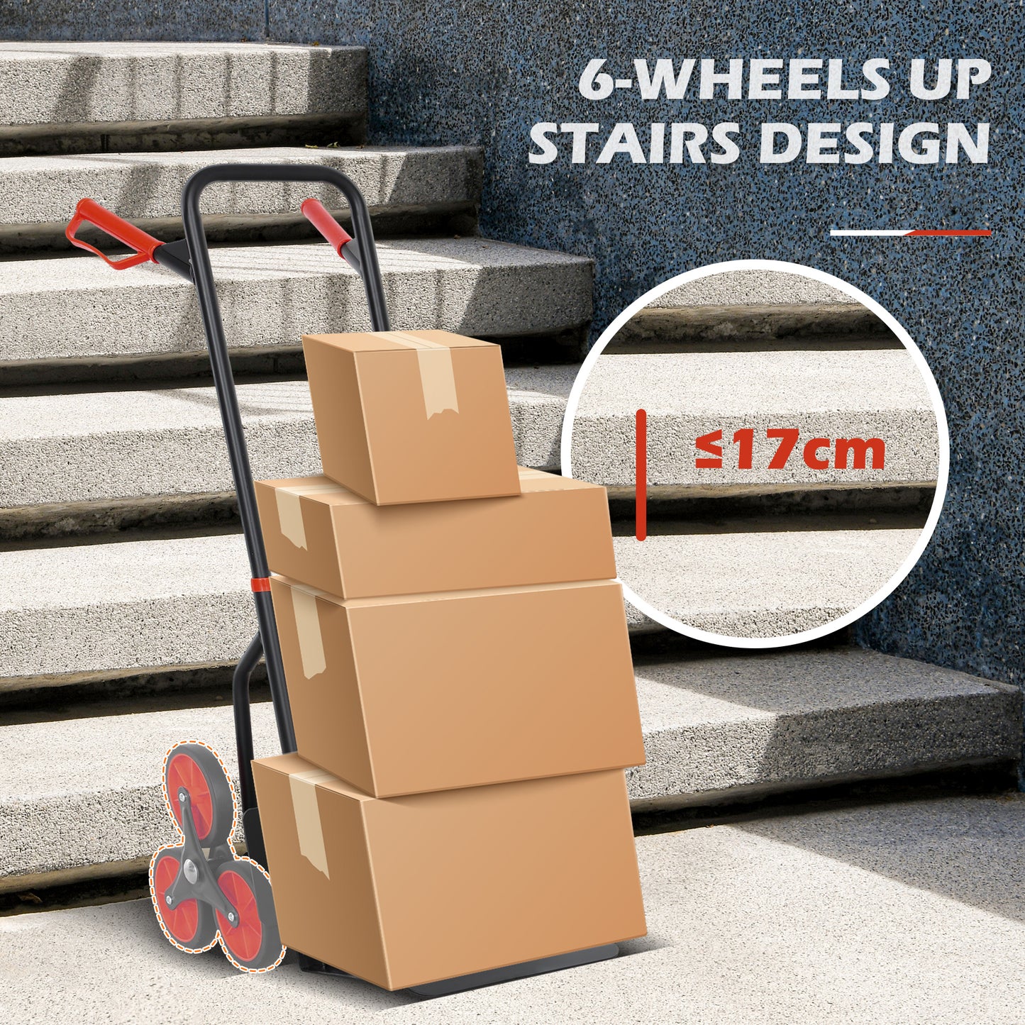 Stair Climbing Hand Truck, Heavy Duty Foldable Trolley on Wheels