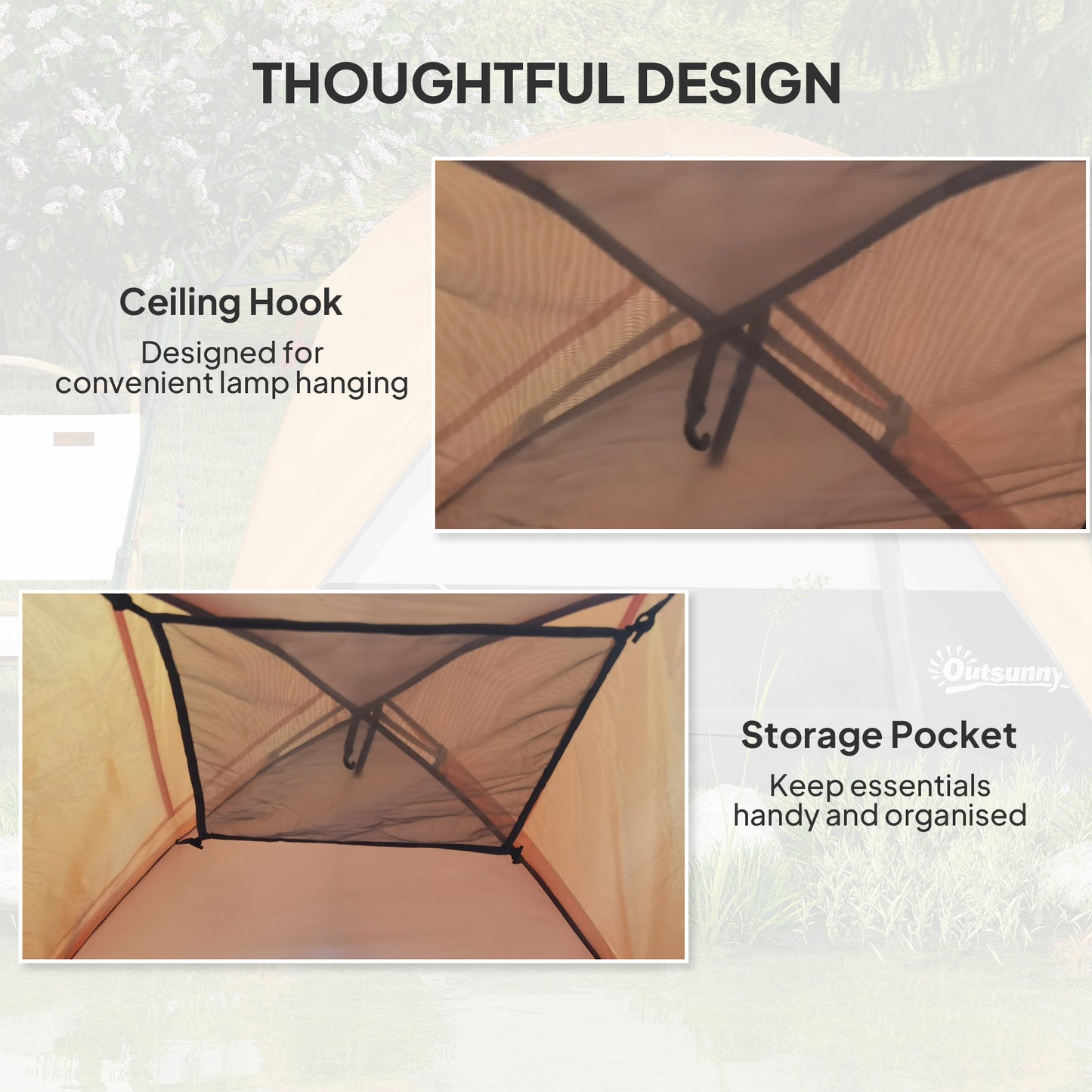 3-4 Person Camping Tent, Easy Set Up 3-4 Man Tent w/ Sewn-in