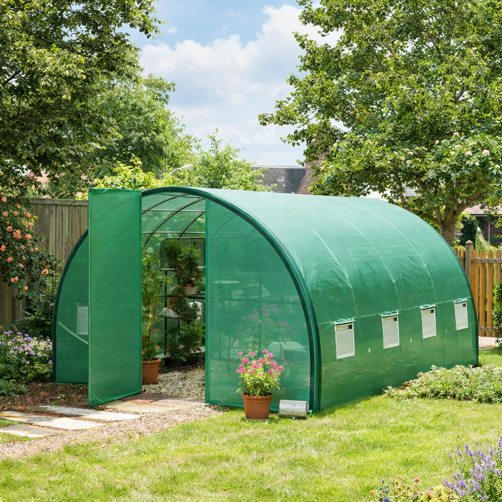 4 x 3 m Polytunnel Greenhouse, with Windows and Doors