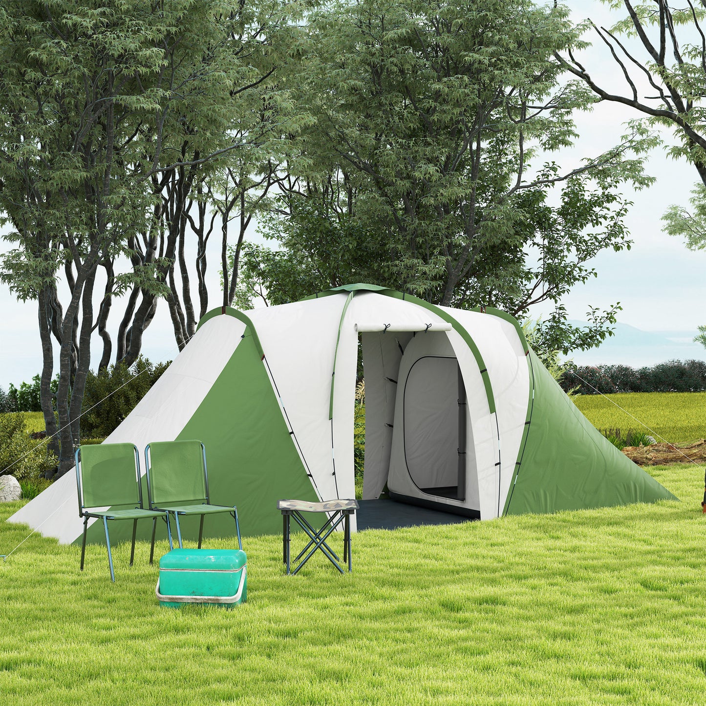 Large Camping Tent Tunnel Tent with 2 Bedroom and Living Area