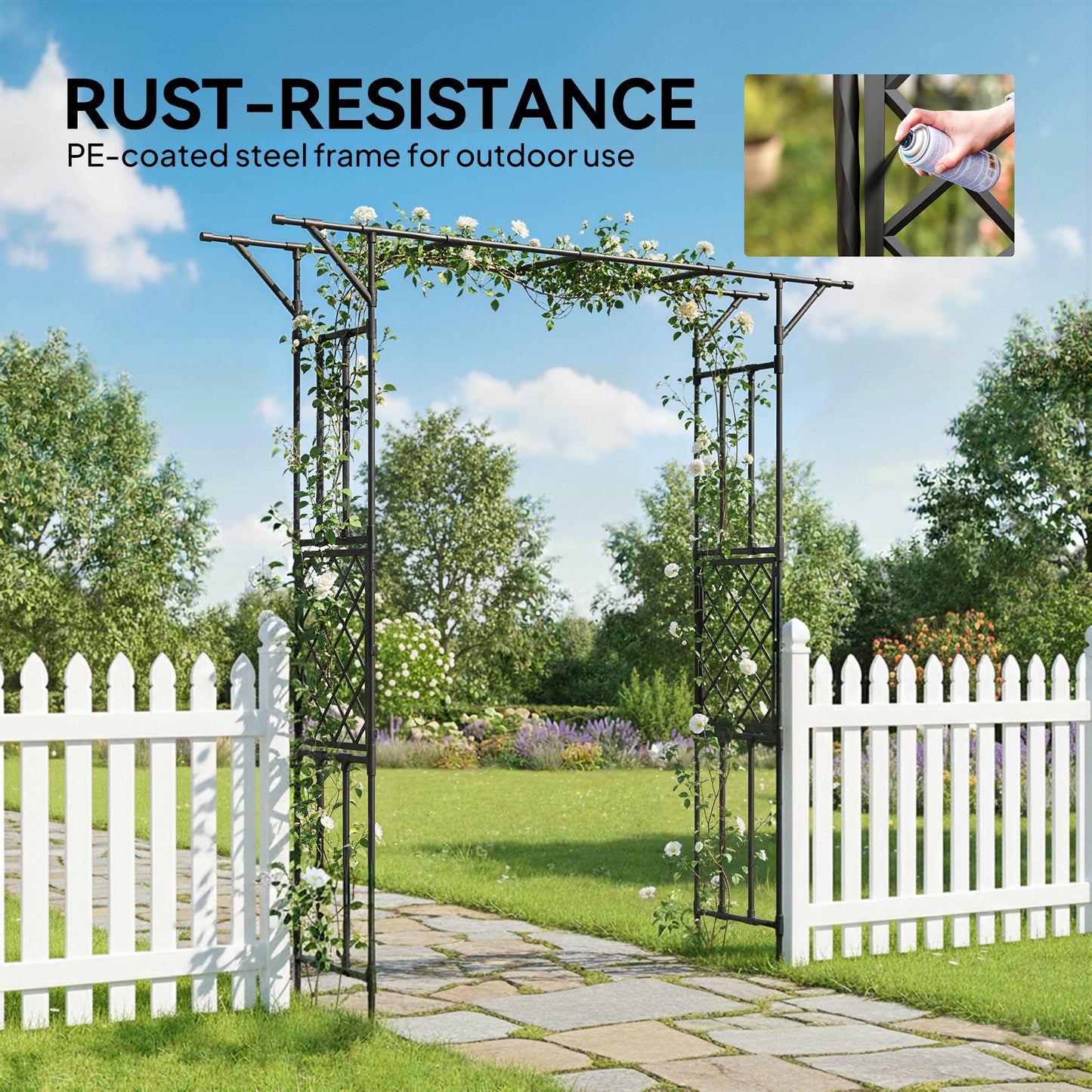 Garden Arch, PE-Coated Steel Arbour Trellis for Climbing Plants