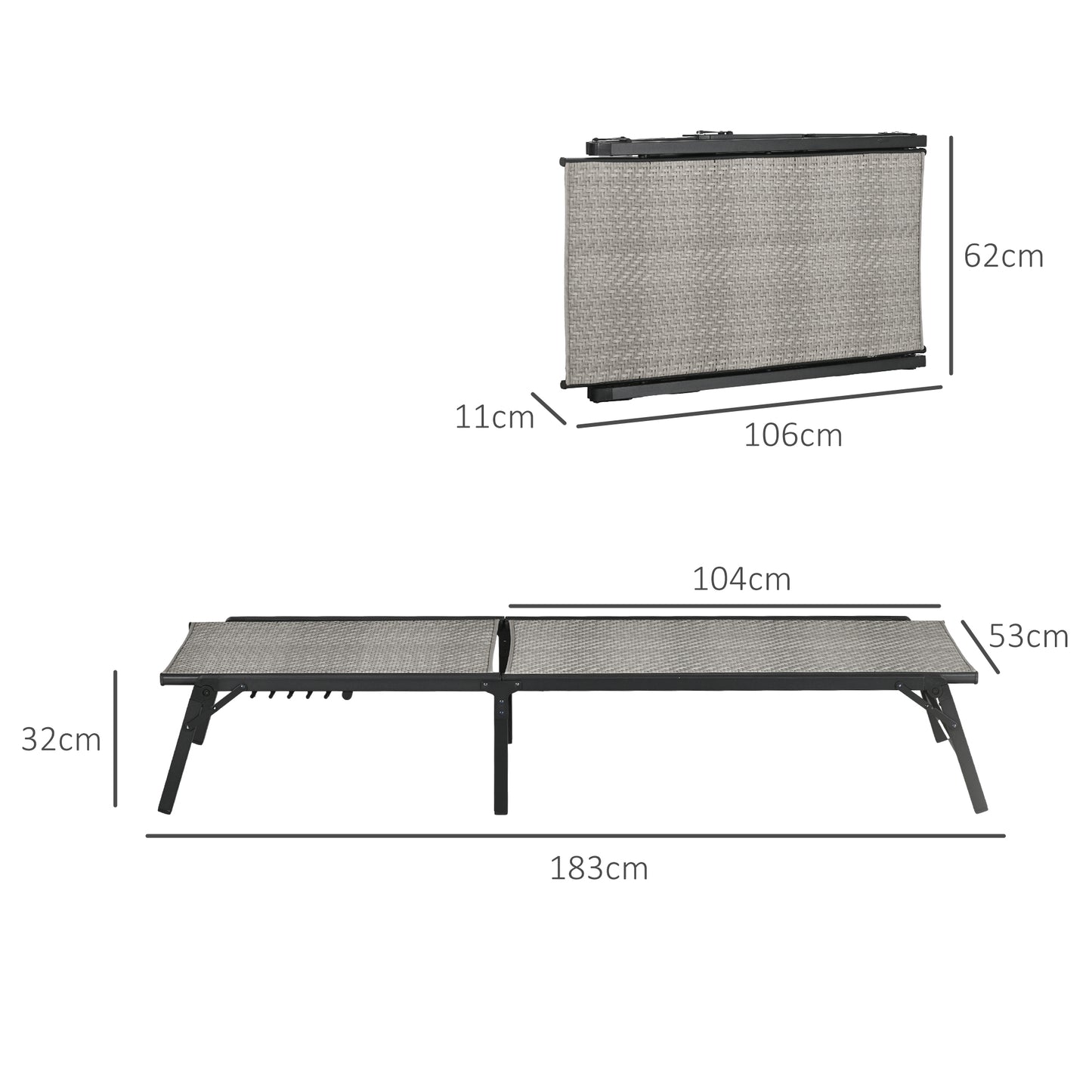 Foldable Outdoor PE Rattan Sun Lounger Set of 2