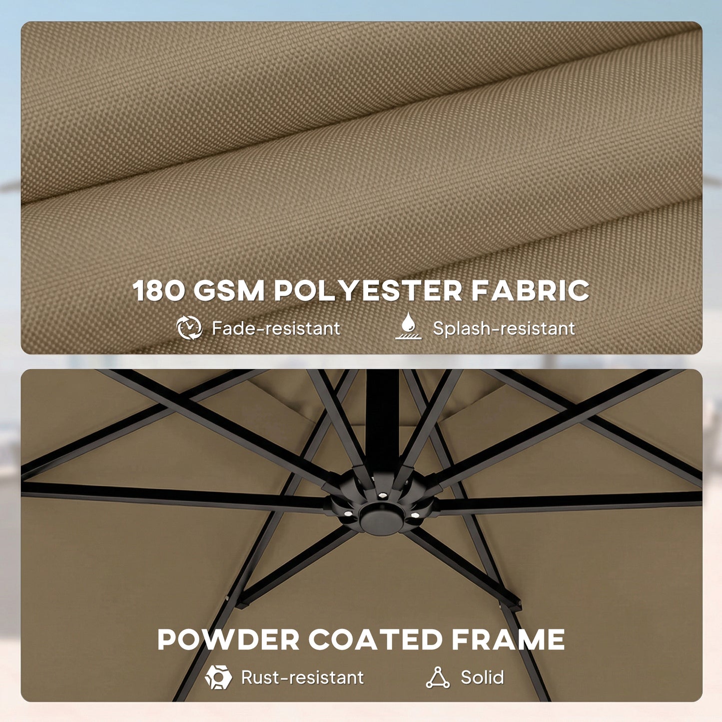 3 m Garden Cantilever Parasol with Cover