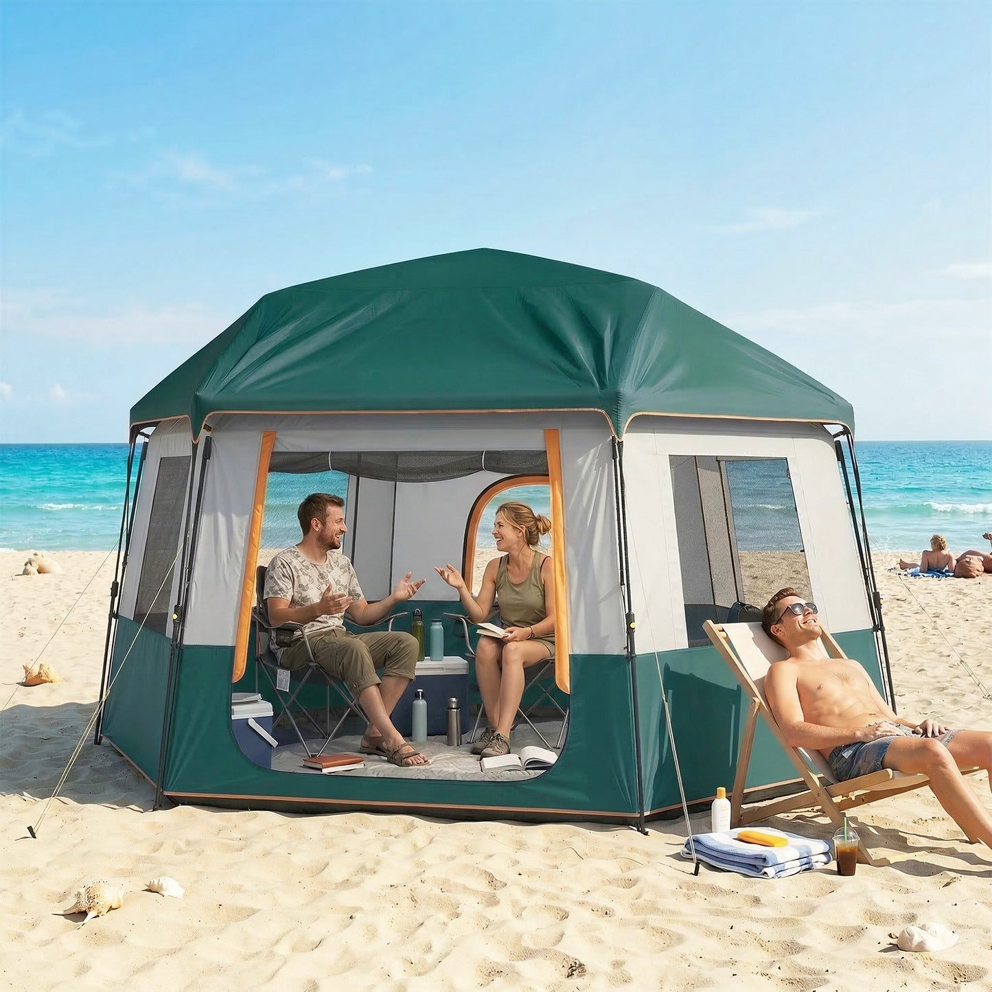 Cabin Tent Easy Setup 3000mm Waterproof Camping Tent 4 Person