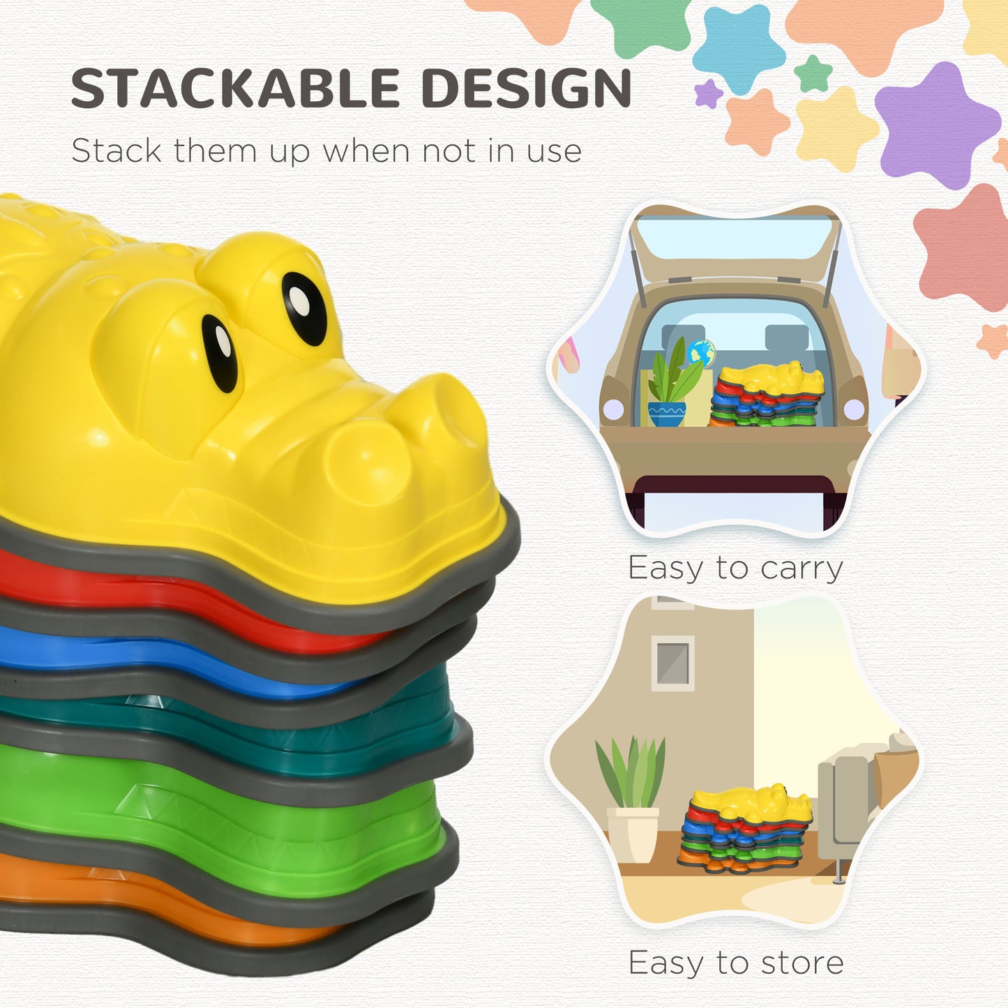 6PCs Kids Stepping Stones, Crocodile-Designed Sensory Toys