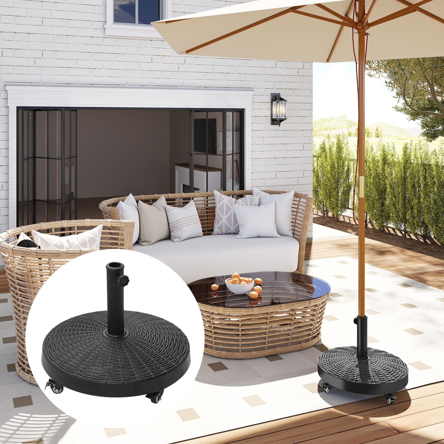 22.7kg Resin Patio Parasol Base Umbrella Stand Weight Deck Garden