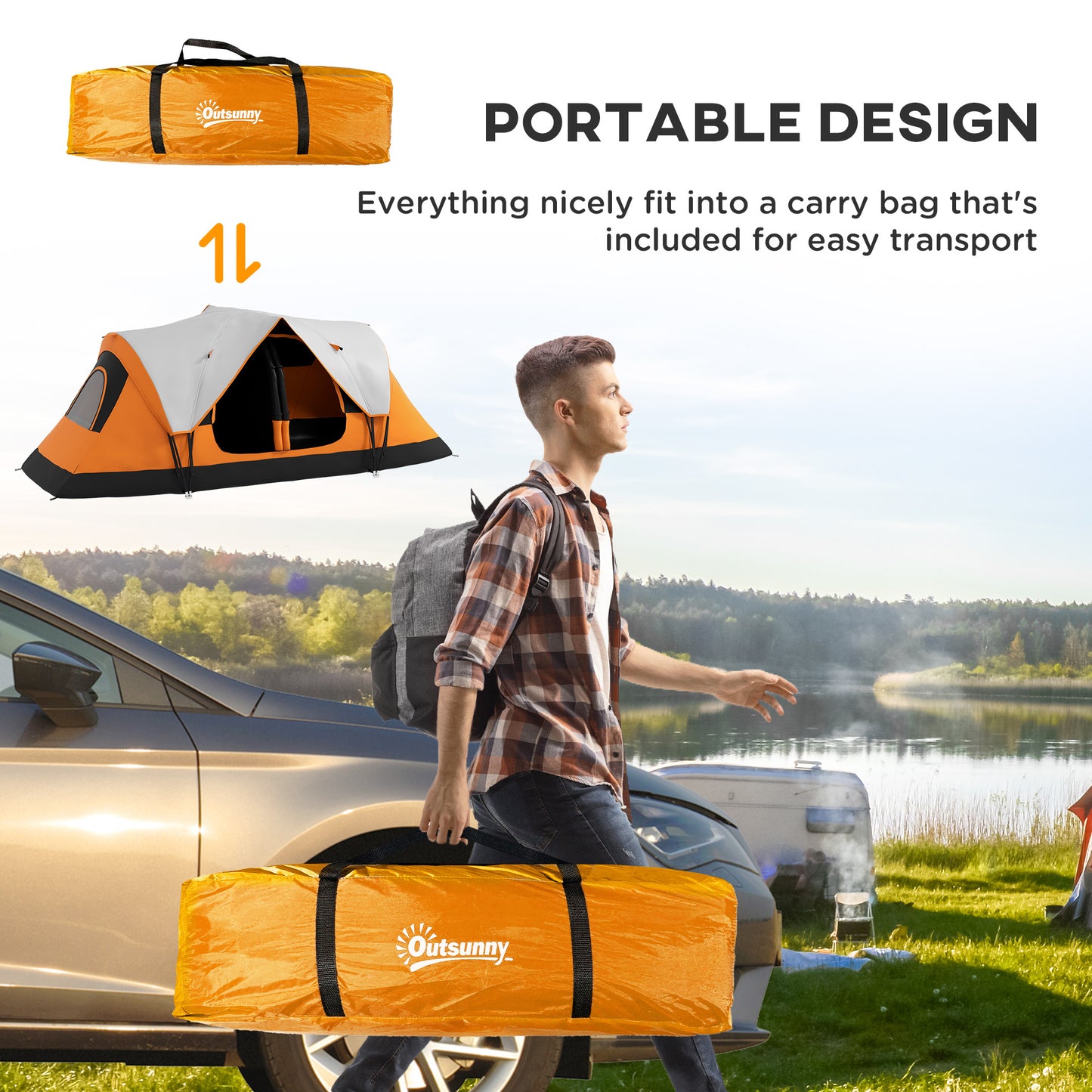 Six-Man Tent, with Two Rooms, Small Rainfly and Accessories