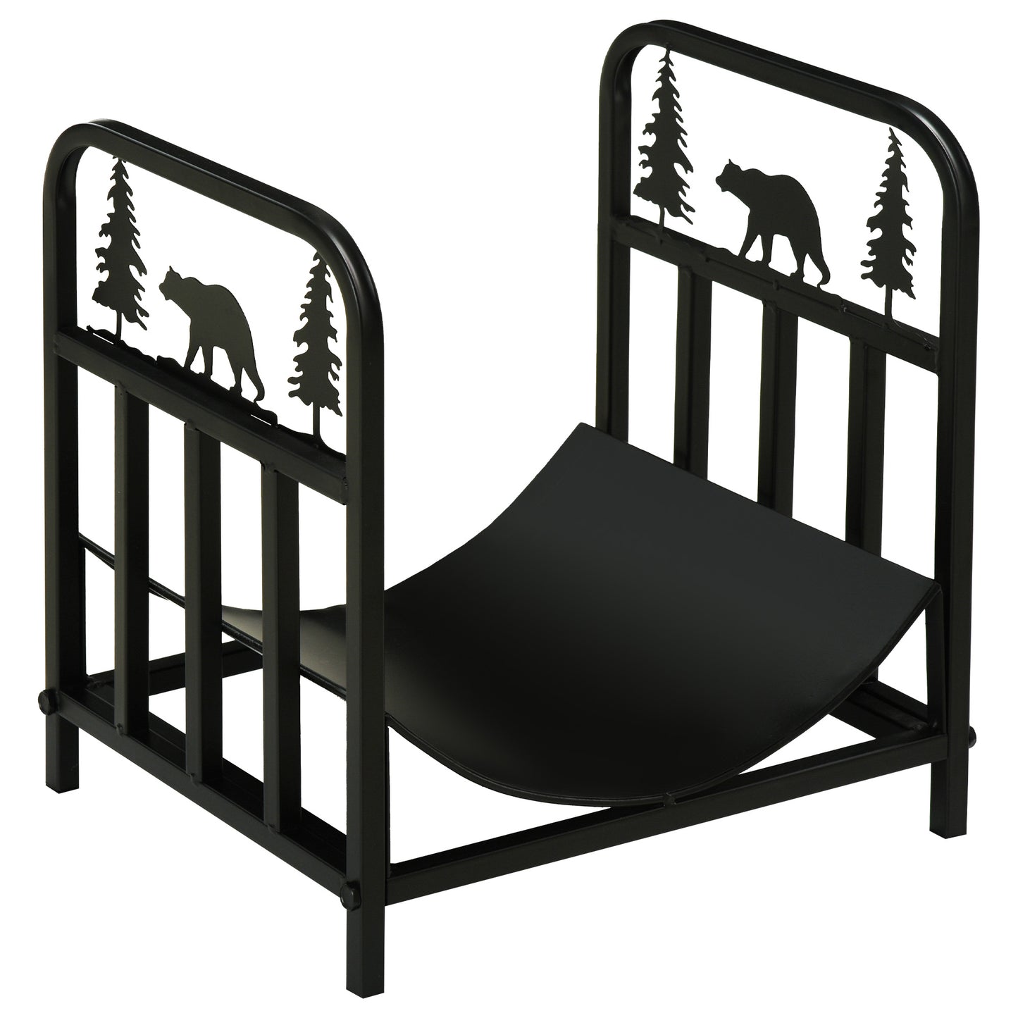 Metal Firewood Log Holder Indoor Outdoor Firewood Rack Inner Arced