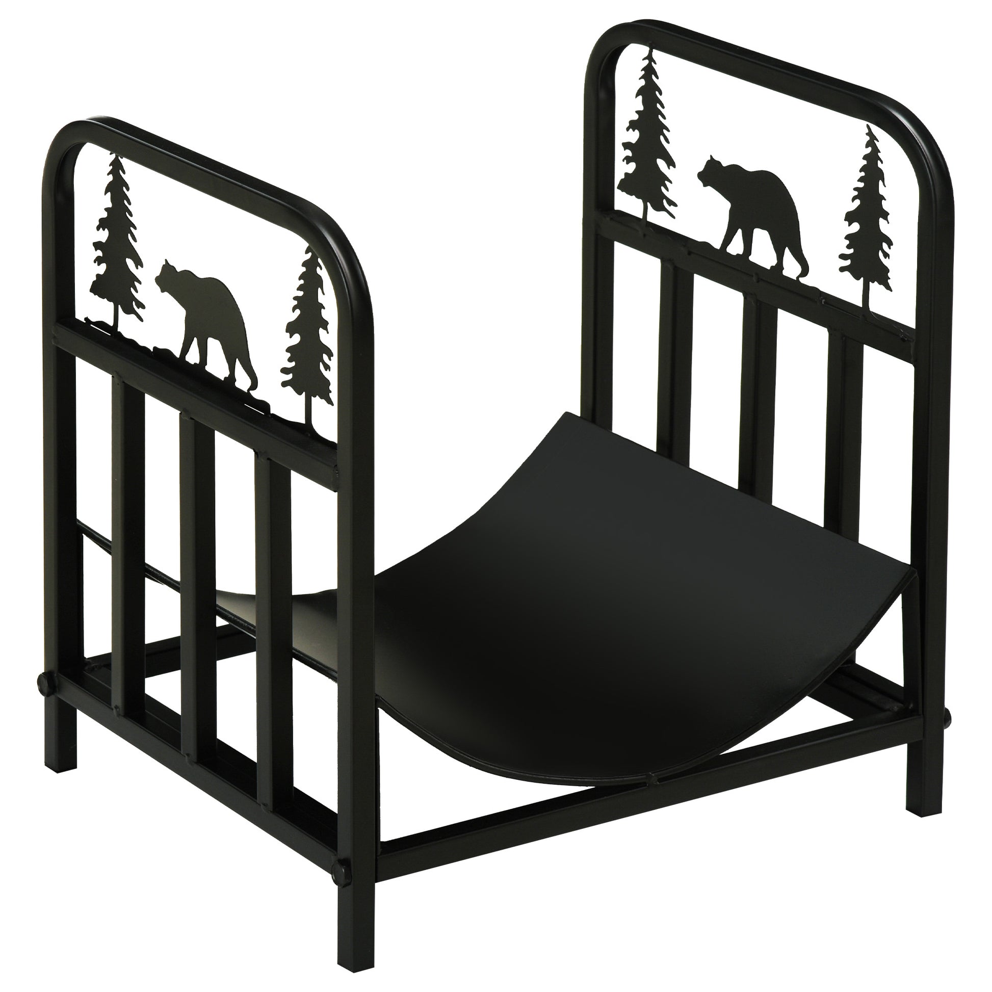 Metal Firewood Log Holder Indoor Outdoor Firewood Rack Inner Arced