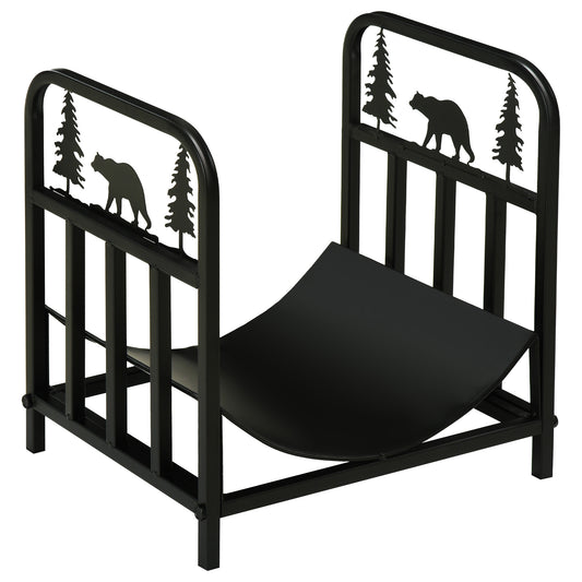 Metal Firewood Log Holder Indoor Outdoor Firewood Rack Inner Arced