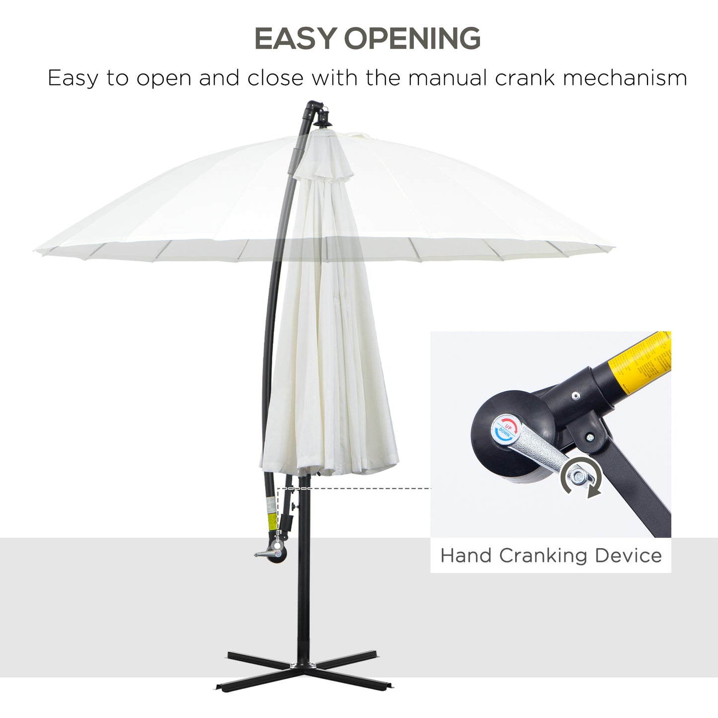 3(m) Cantilever Umbrella 18 Ribs & Vents Adjustable Angle for Patio