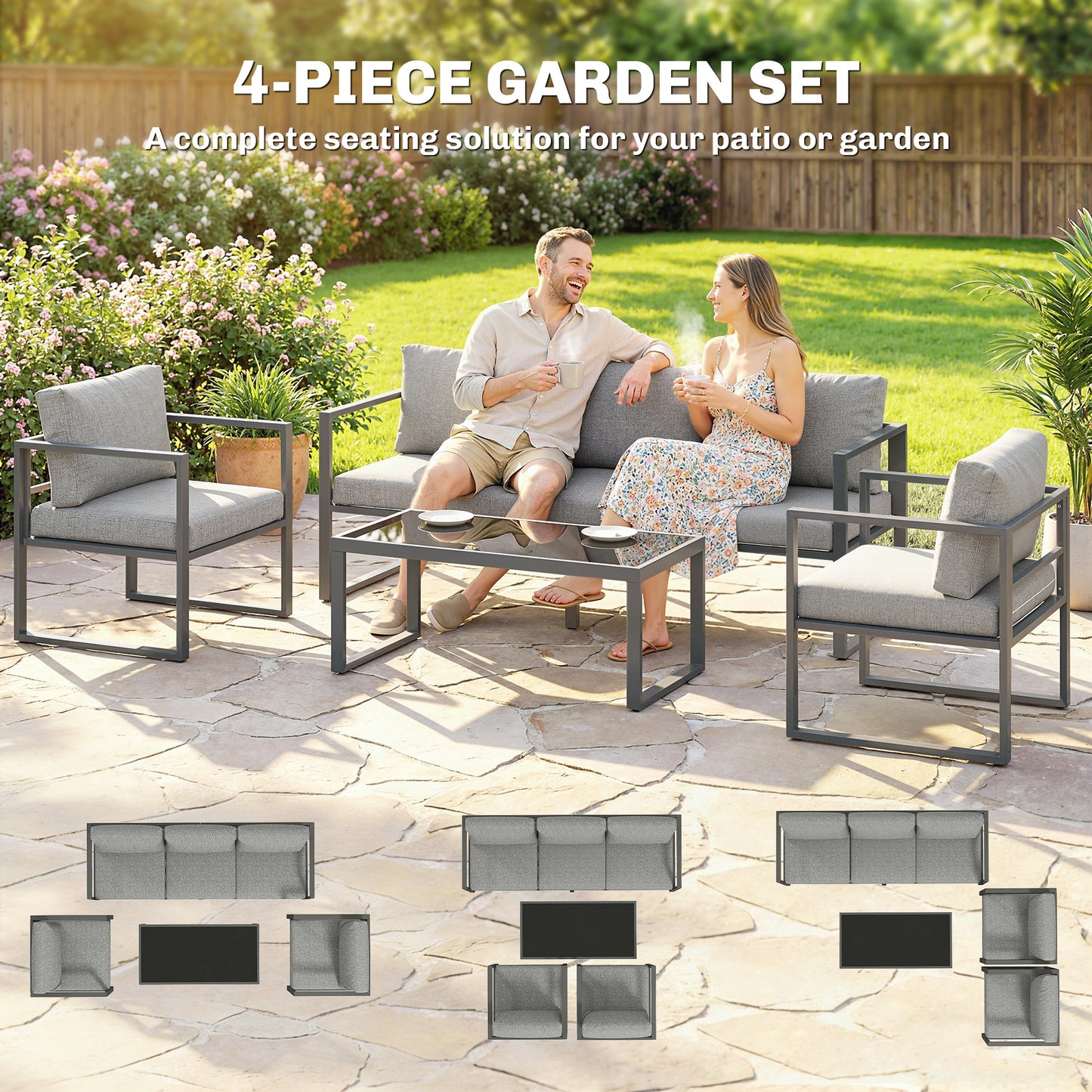 4 Piece Outdoor Garden Furniture Set