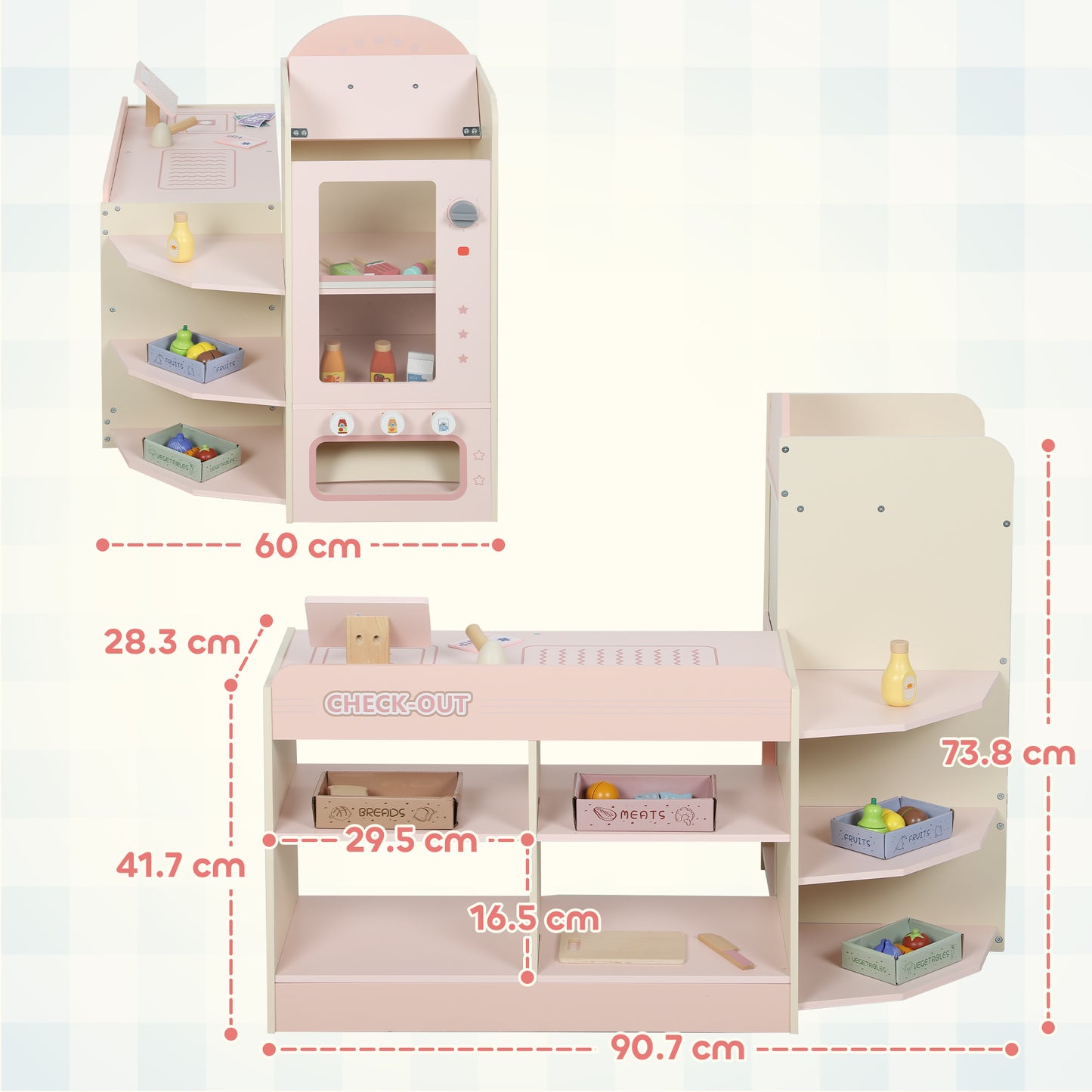 Kids Grocery Store, Children Supermarket Playset with Cash Register