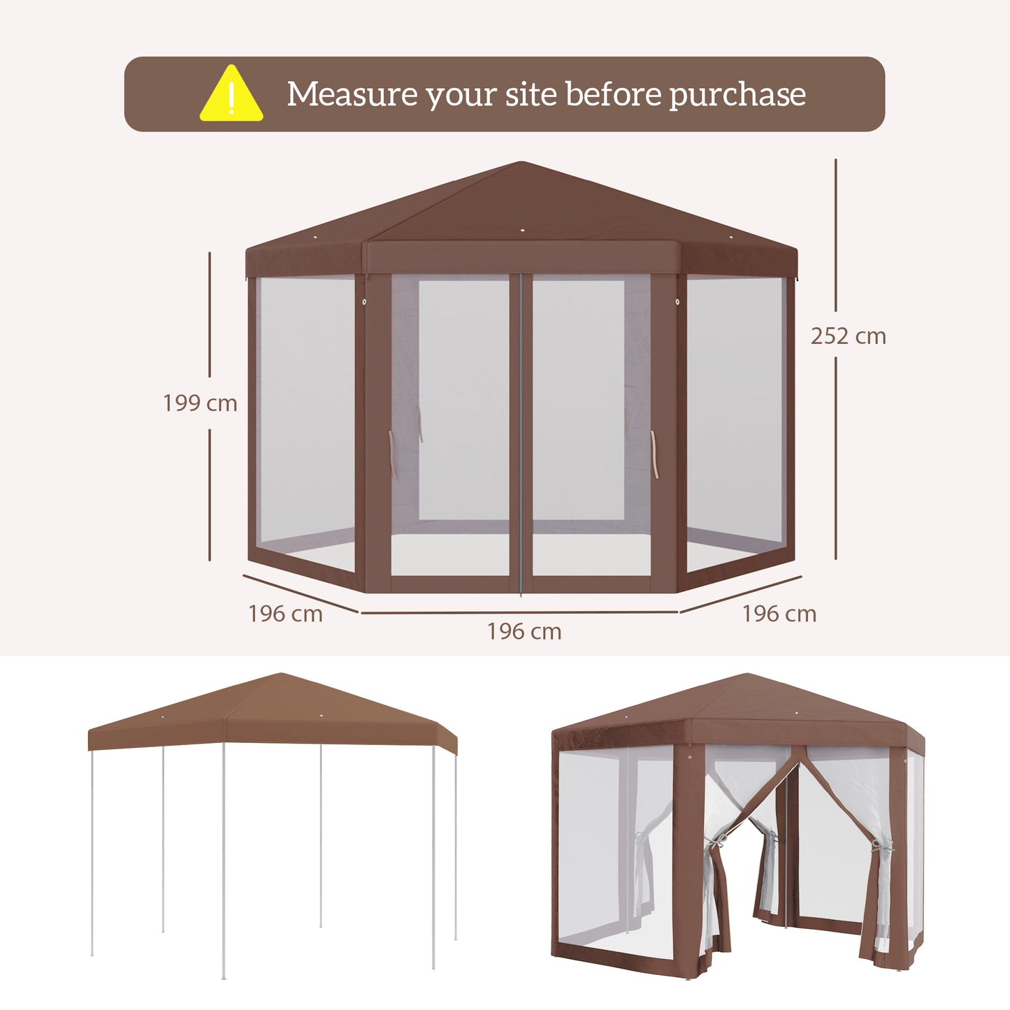 Hexagonal Garden Gazebo Patio Party Outdoor Canopy Tent Sun Shelter