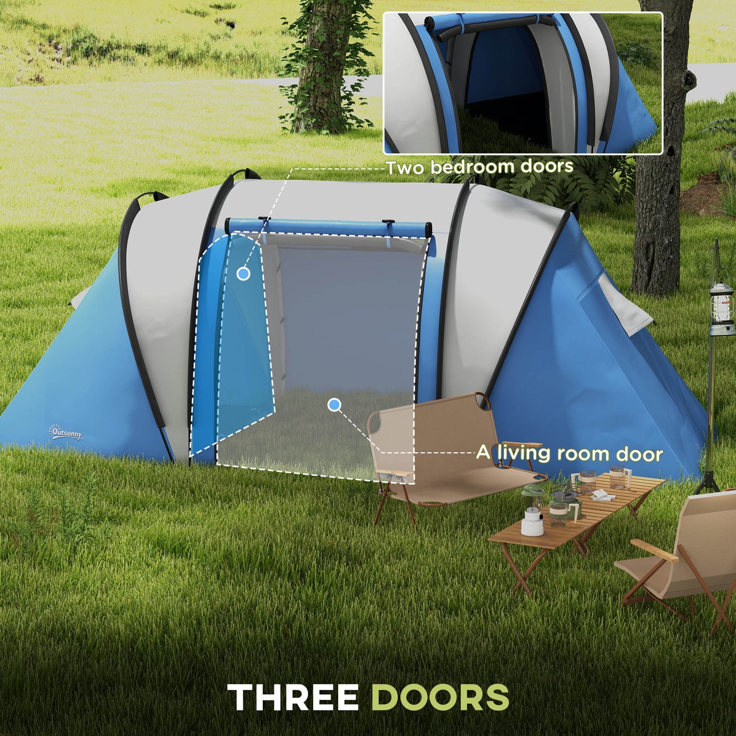 Two-Man Tent, with Bedrooms, Living Room and Canopy