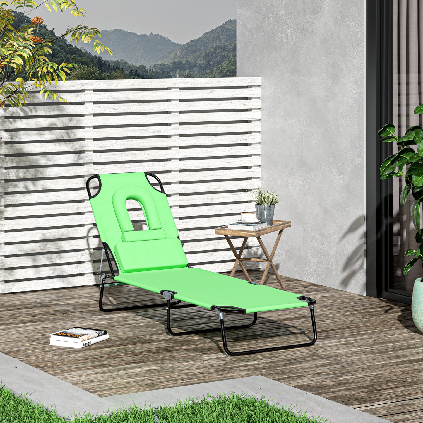 Folding Sun Lounger with Face Hole